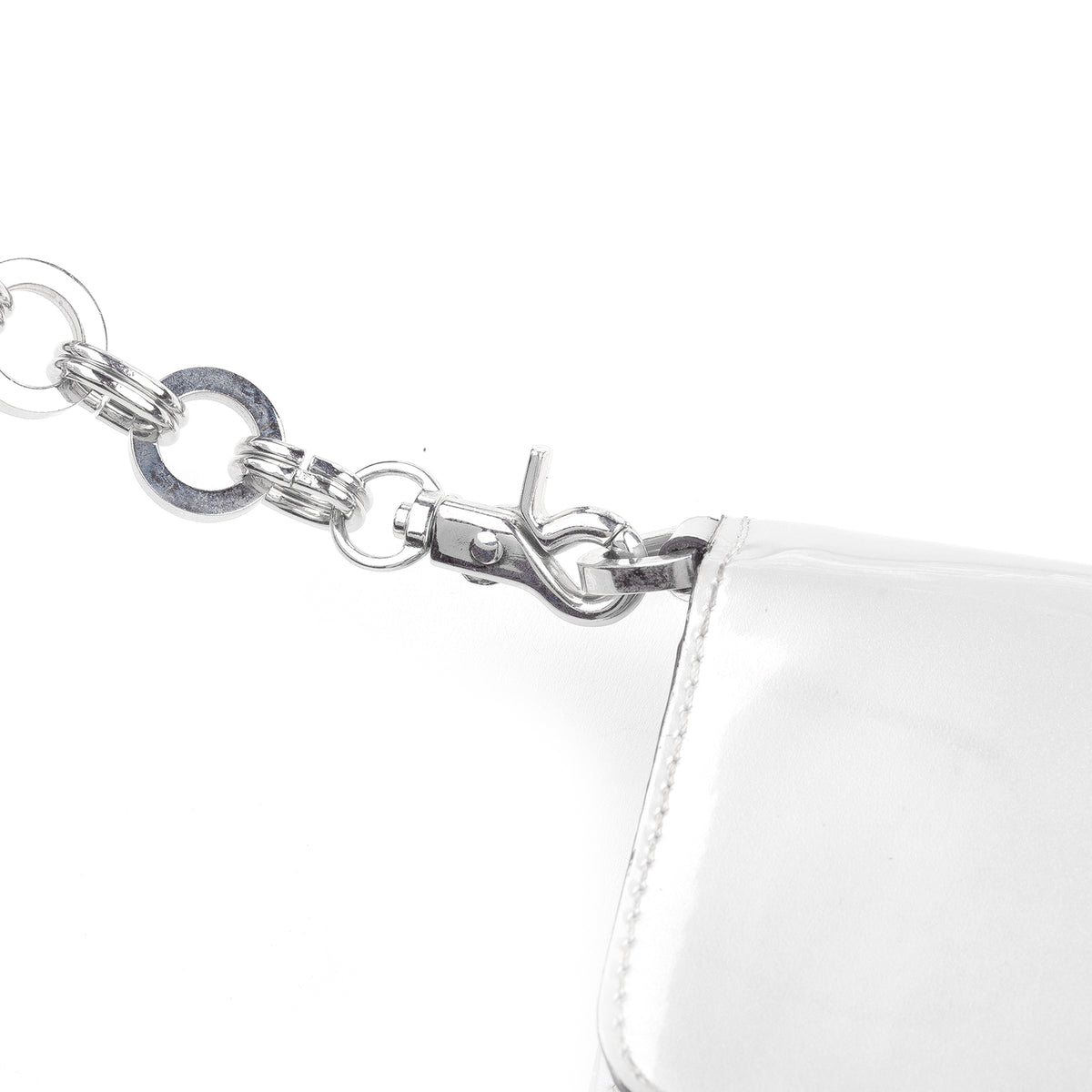 Pierre Balmain White Patent Leather Wrist Cuff Clutch Bag