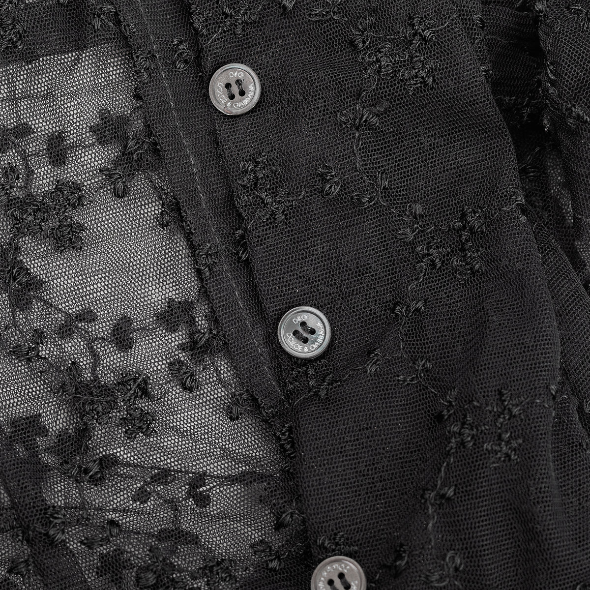Dolce & Gabbana Black Sheer Floral Embroidered Lace Blouse