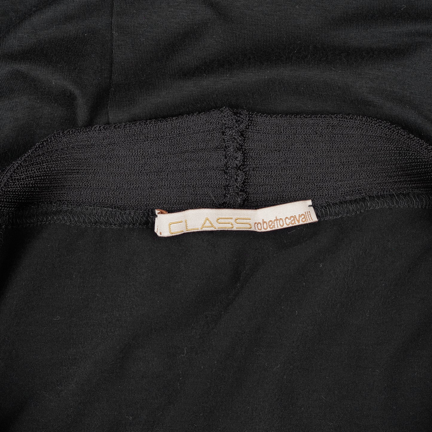 Roberto Cavalli Class Vintage Black Off The Shoulder Midi Dress (M)