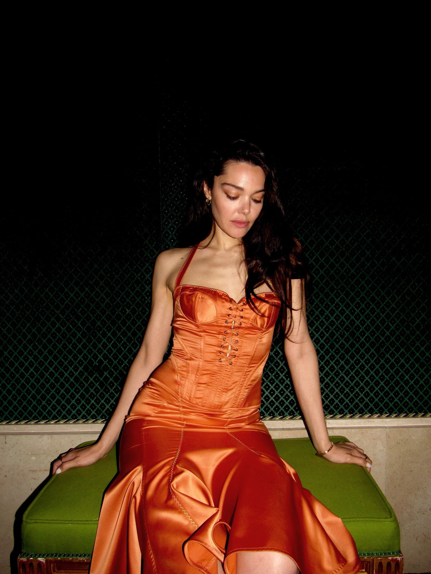 Just Cavalli Vintage Orange Bustier Halter Dress (S)