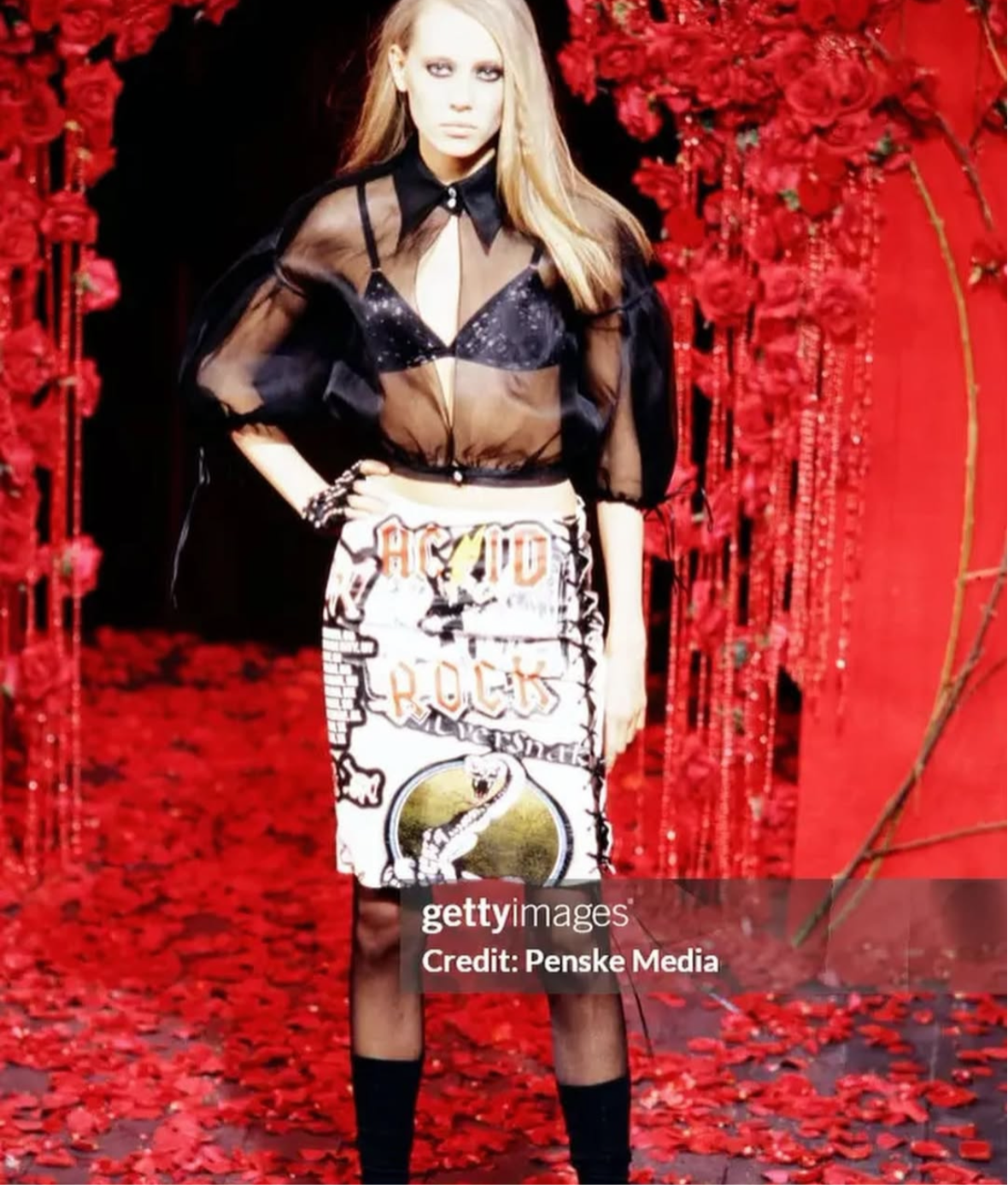 Dolce & Gabbana RARE Fall 2001 ‘ACDC- KISS’ Rocker Vintage White Leather Skirt (S/M)