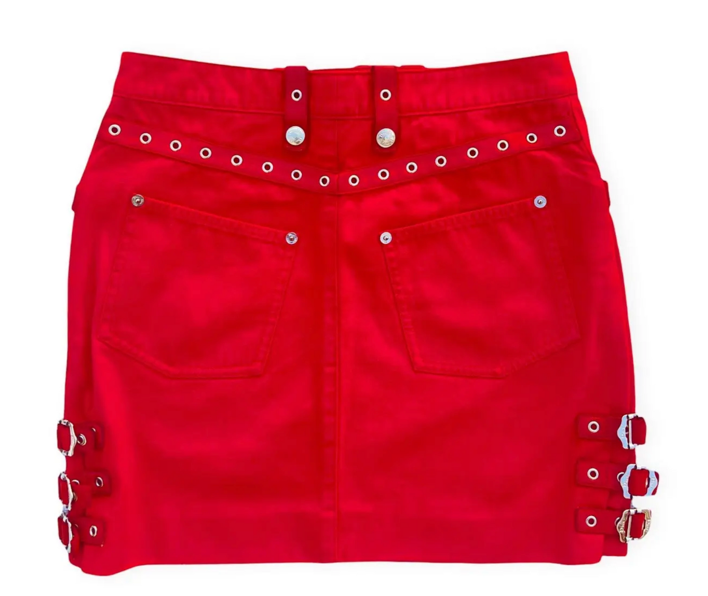 2003 Dior Red Bondage Skirt