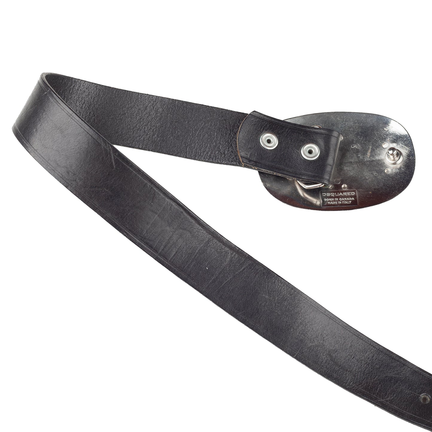 DSQUARED2 Vintage Black Leather Metallic Belt