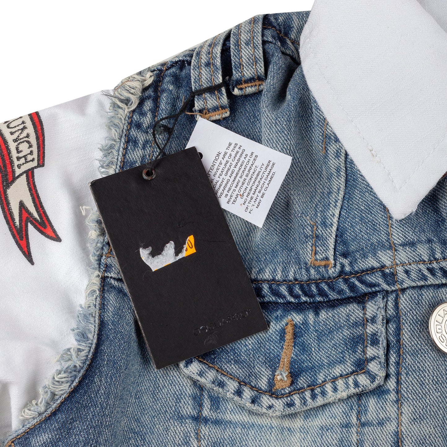 DSQUARED2 Tattoo Print Detachable Jacket with Denim Vest