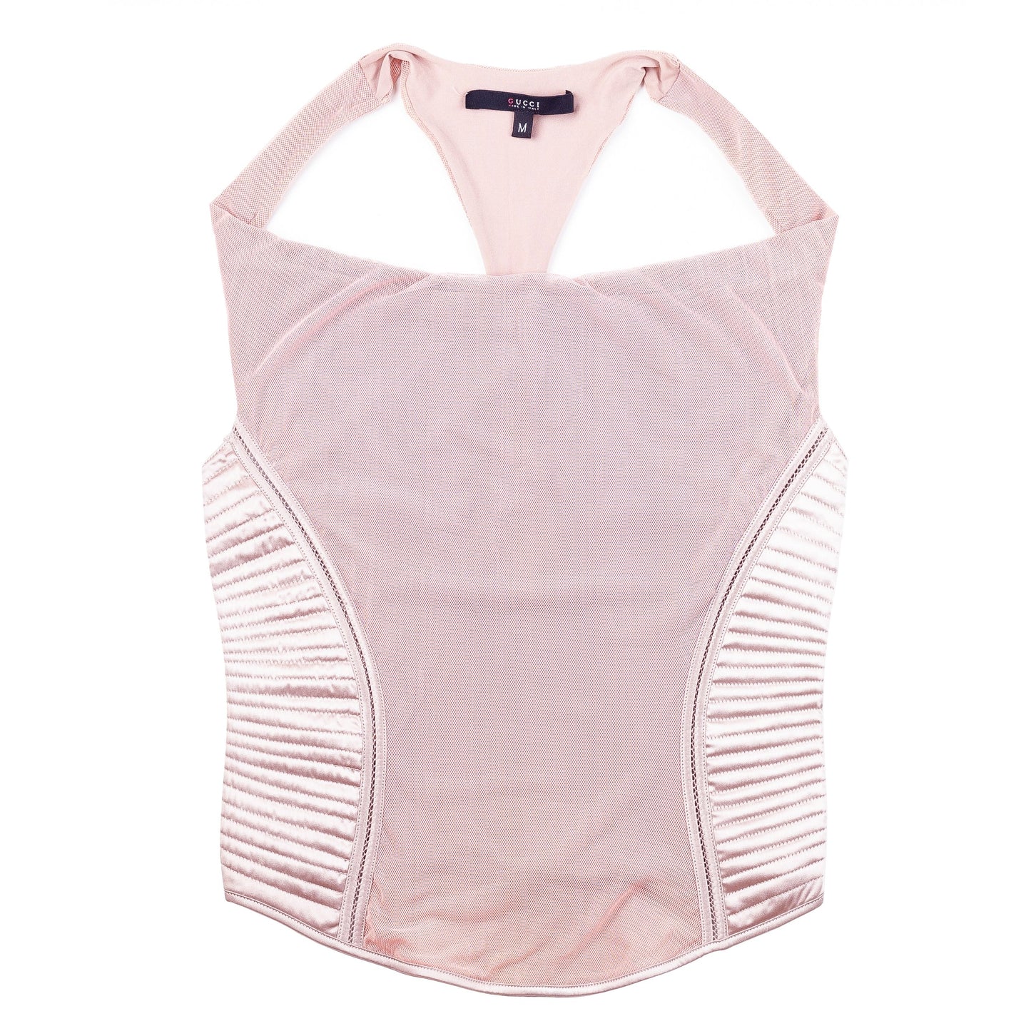 Gucci Bustier Soft Pink Mesh/Satin Top