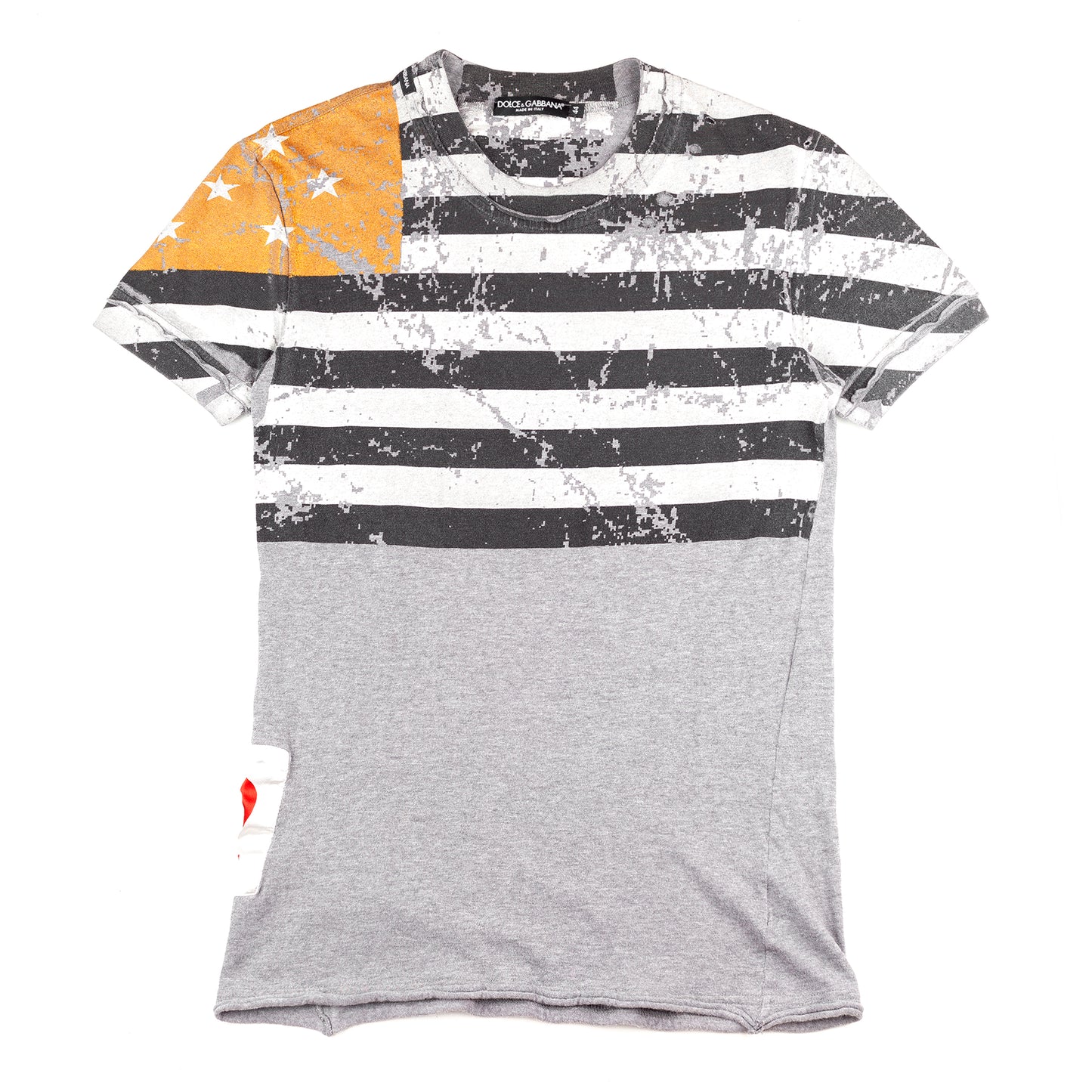 Dolce & Gabbana Vintage Grey Distressed US Flag T-Shirt (S)