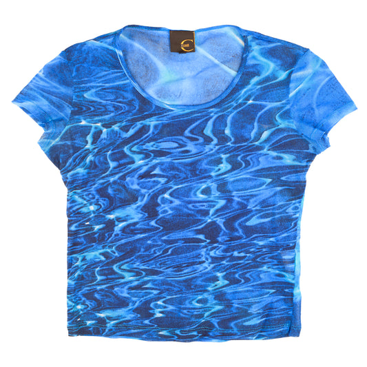 Just Cavalli Vintage Blue Water Mesh Top (S)