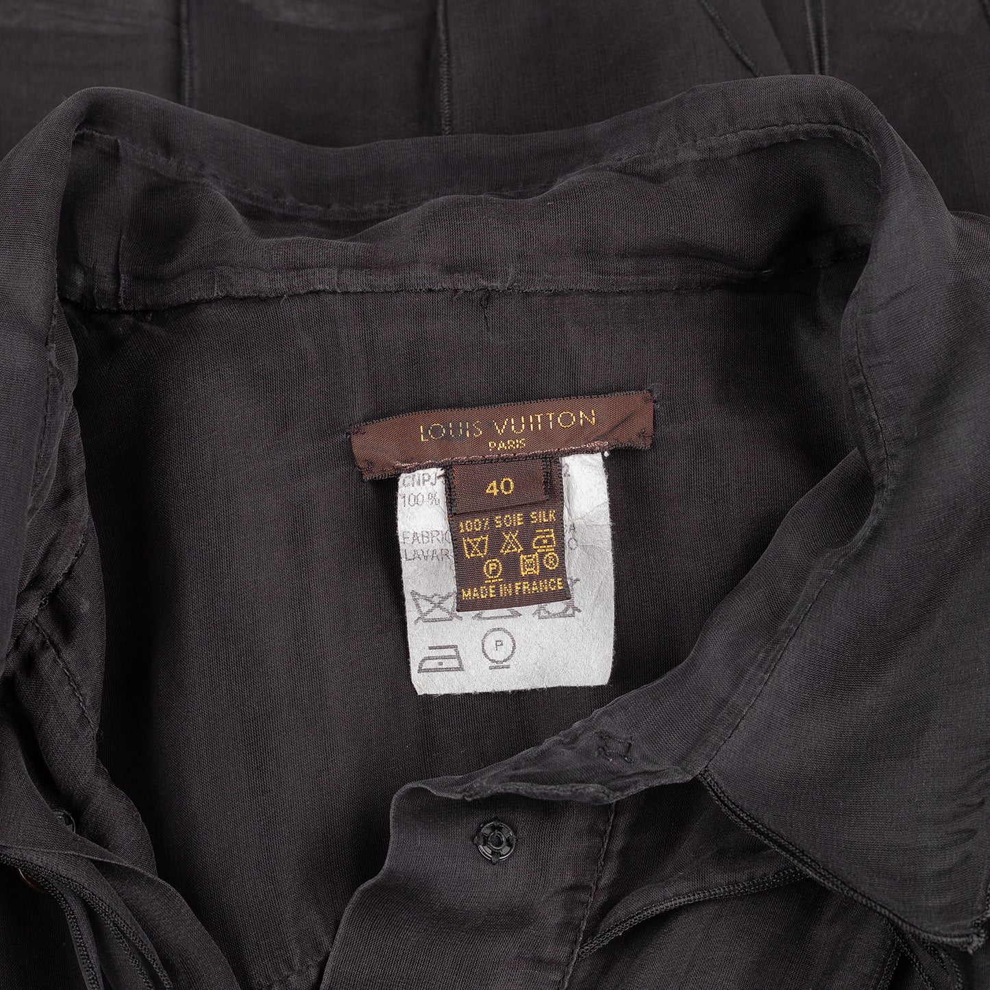 Louis Vuitton LV Vintage Black Pleats Silk Shirt (M)