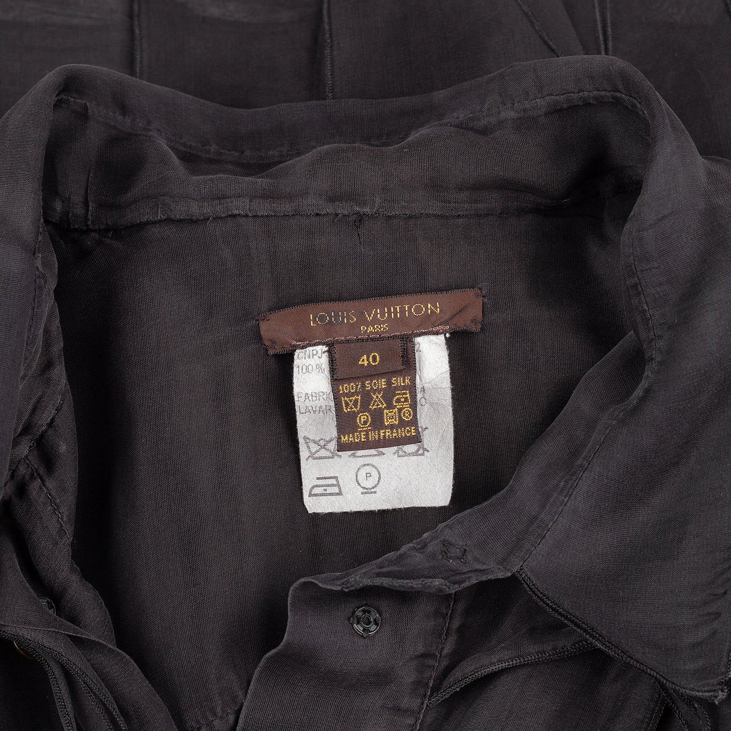 Louis Vuitton LV Vintage Black Pleats Silk Shirt (M)