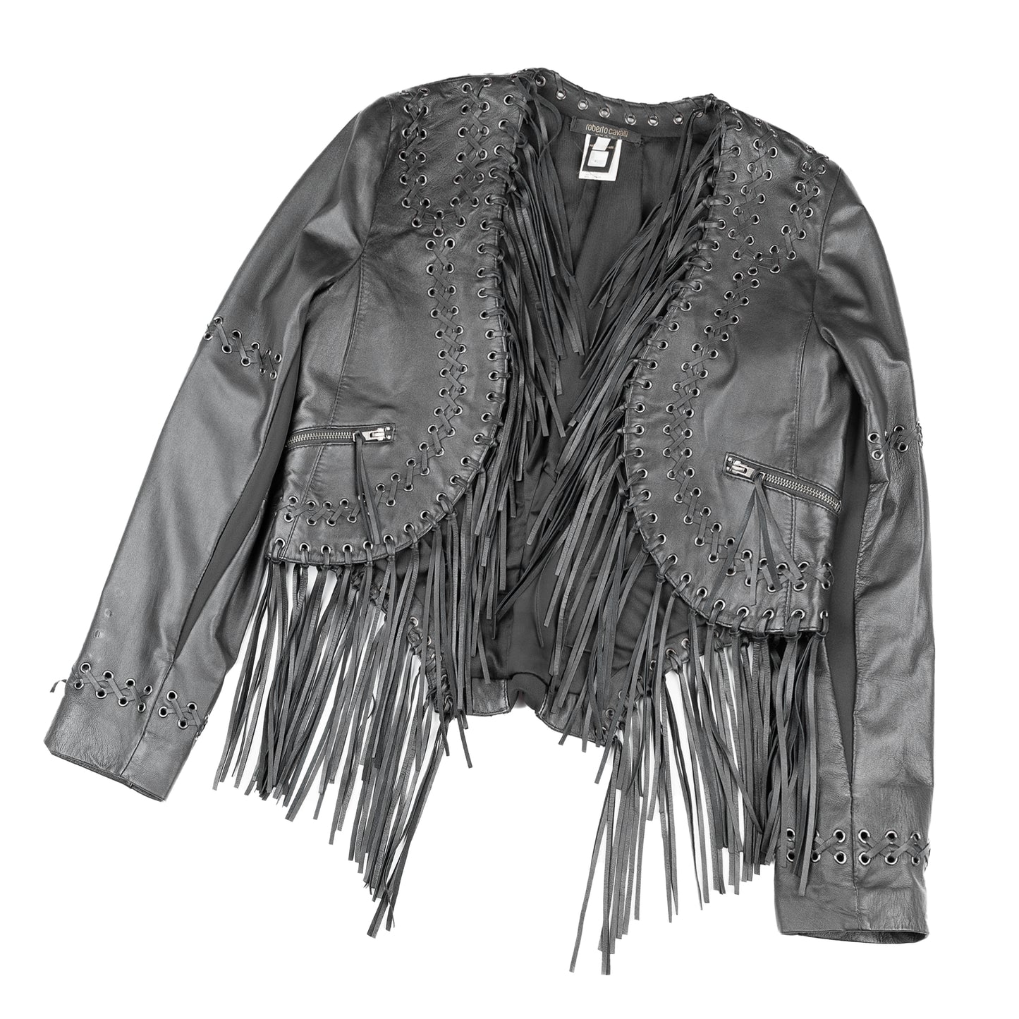 Roberto Cavalli Cowboy Black Cropped Jacket (S)