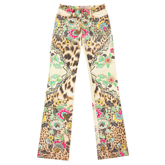 Roberto Cavalli Spring/Summer 2003 Floral Chinoiserie Jeans (S)