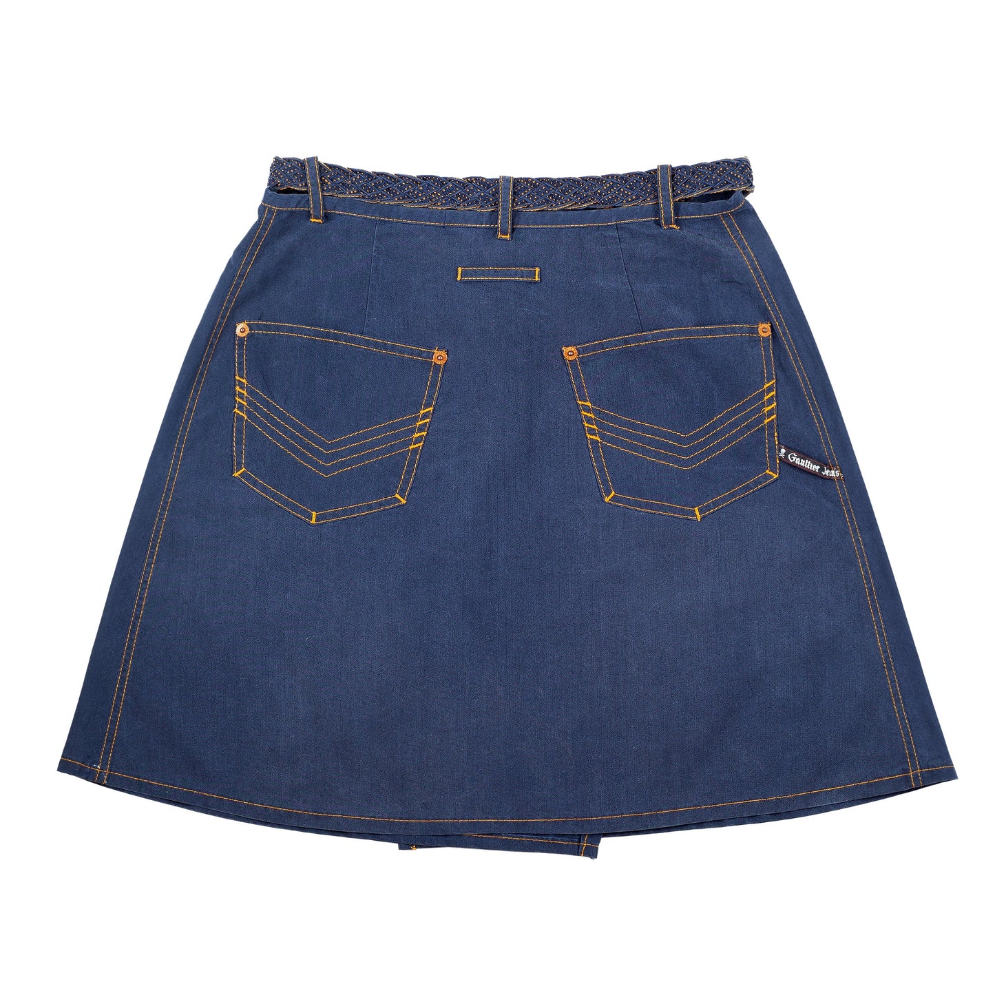 JPG Jean Paul Gaultier Crossed Belted Denim Skirt