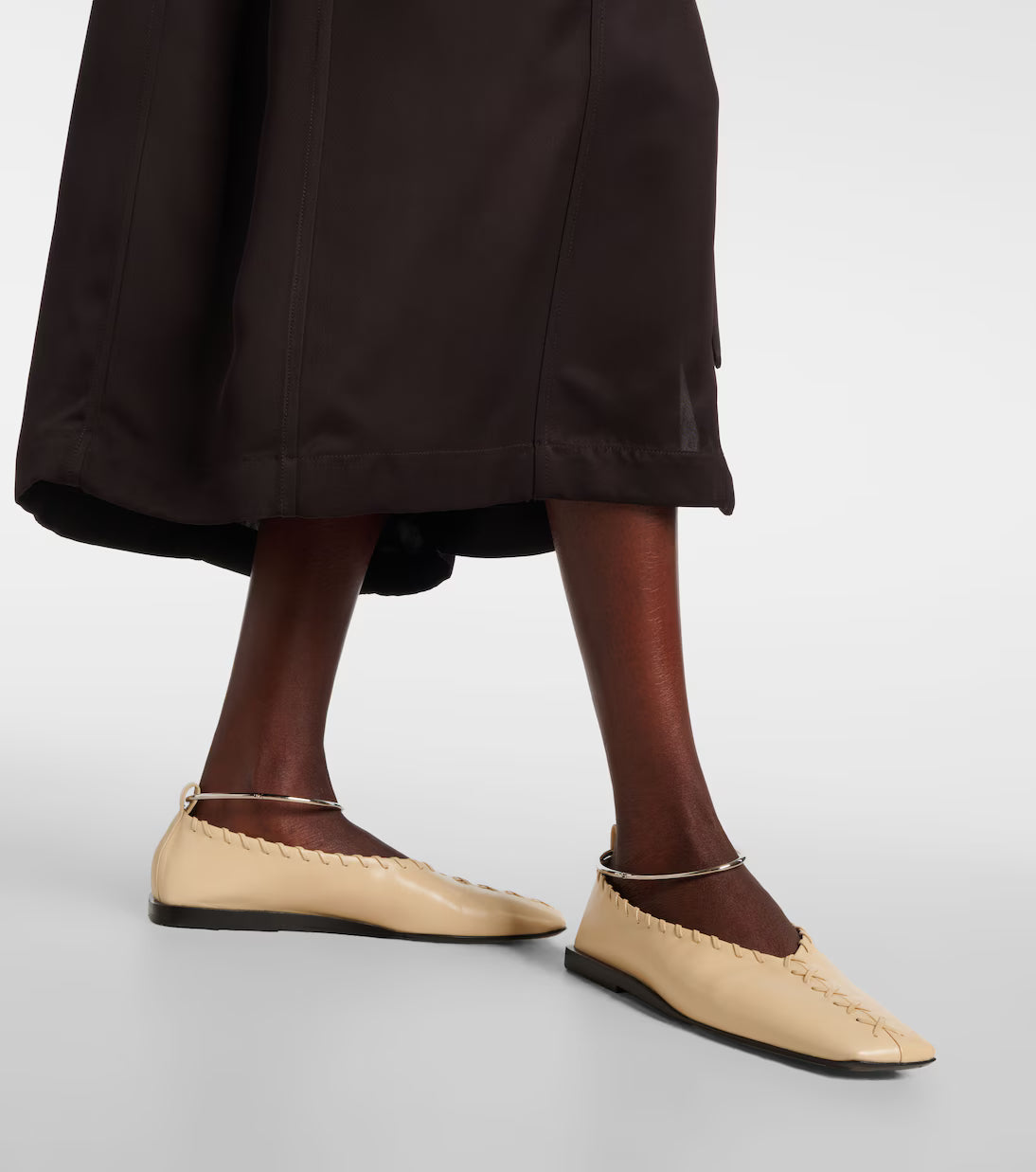 JIL SANDER Leather Ballet Beige Flats (39 IT/40 EU)