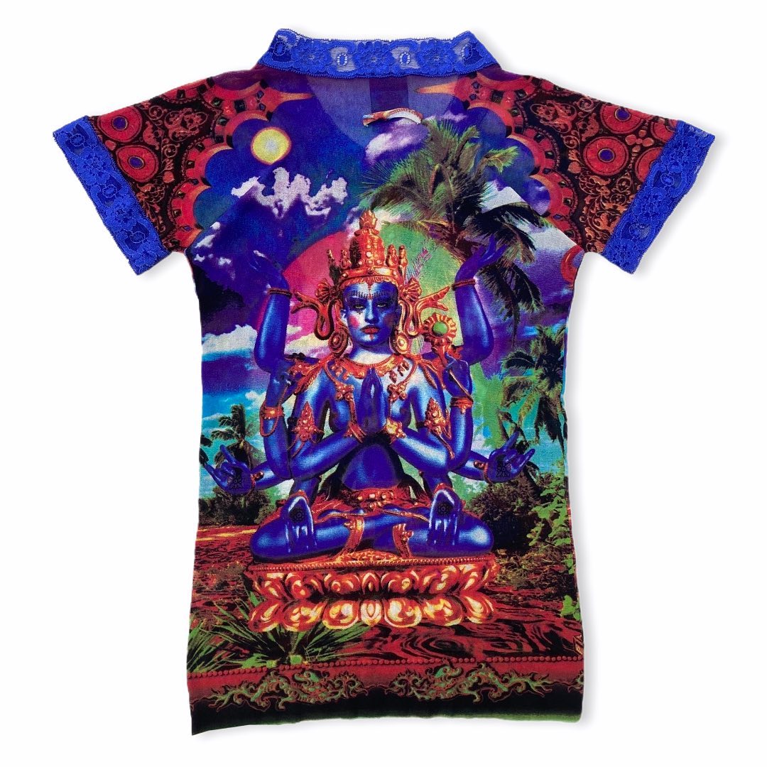 Jean Paul Gaultier Hindu Deity Sheer Mesh Top Size Vintage (S)