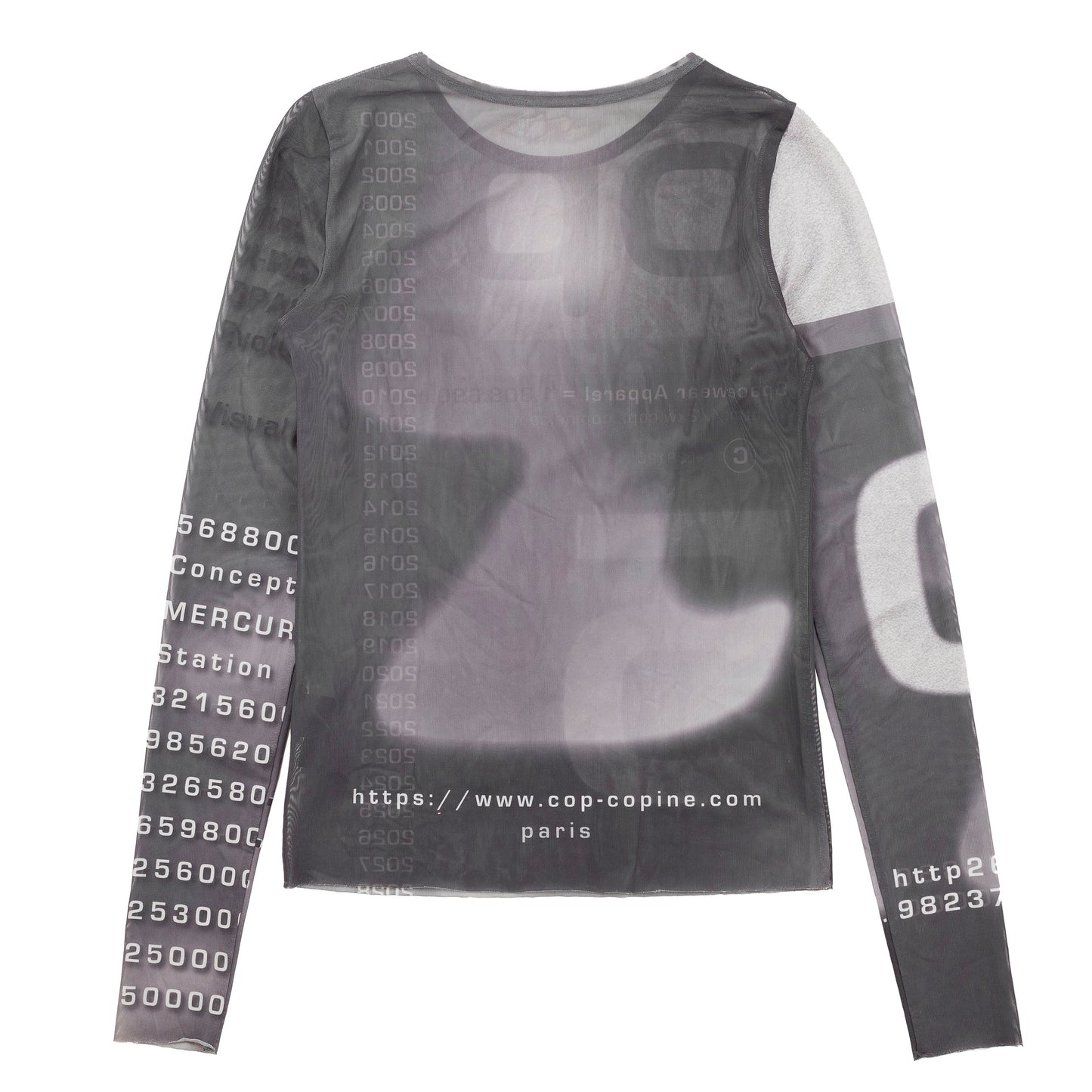 Cop Copine Long Sleeve Grey/Black Mesh Top