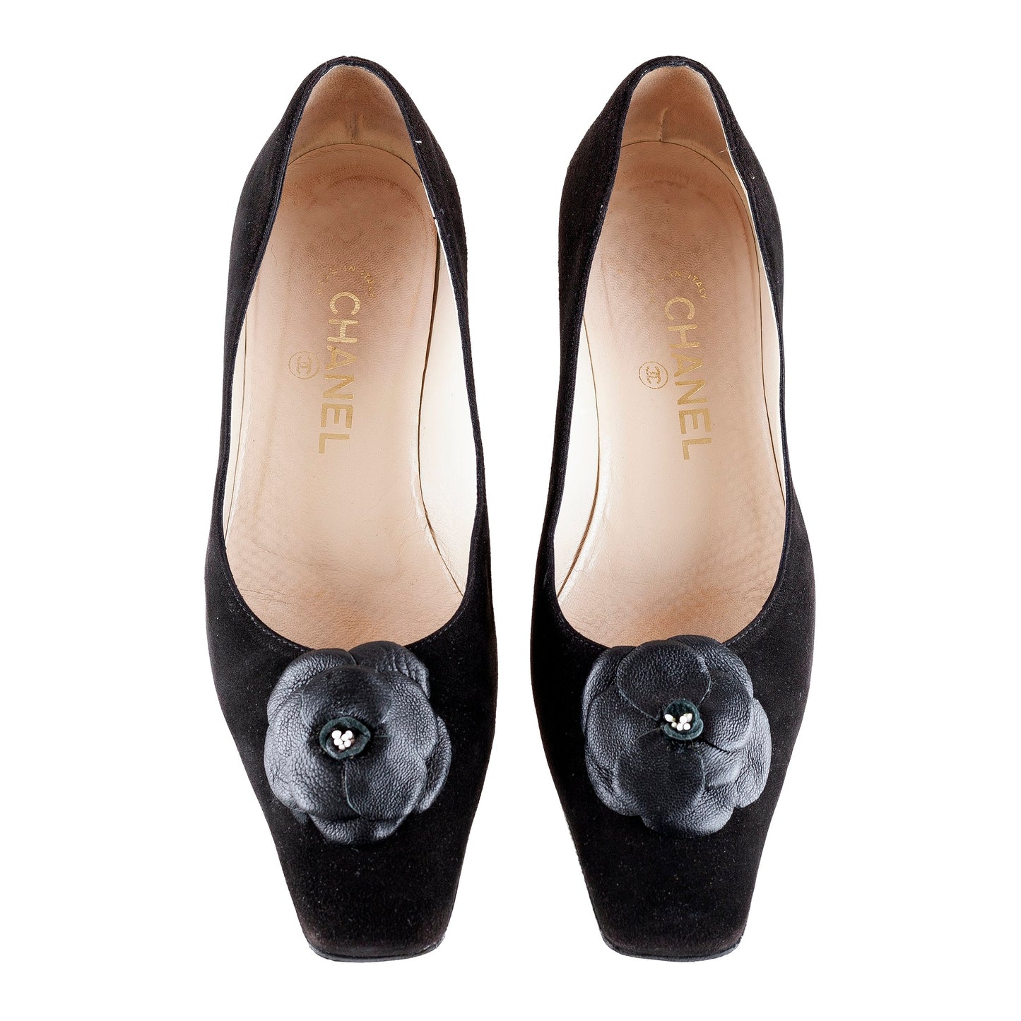 Chanel Velvet Camellia Ballerinas