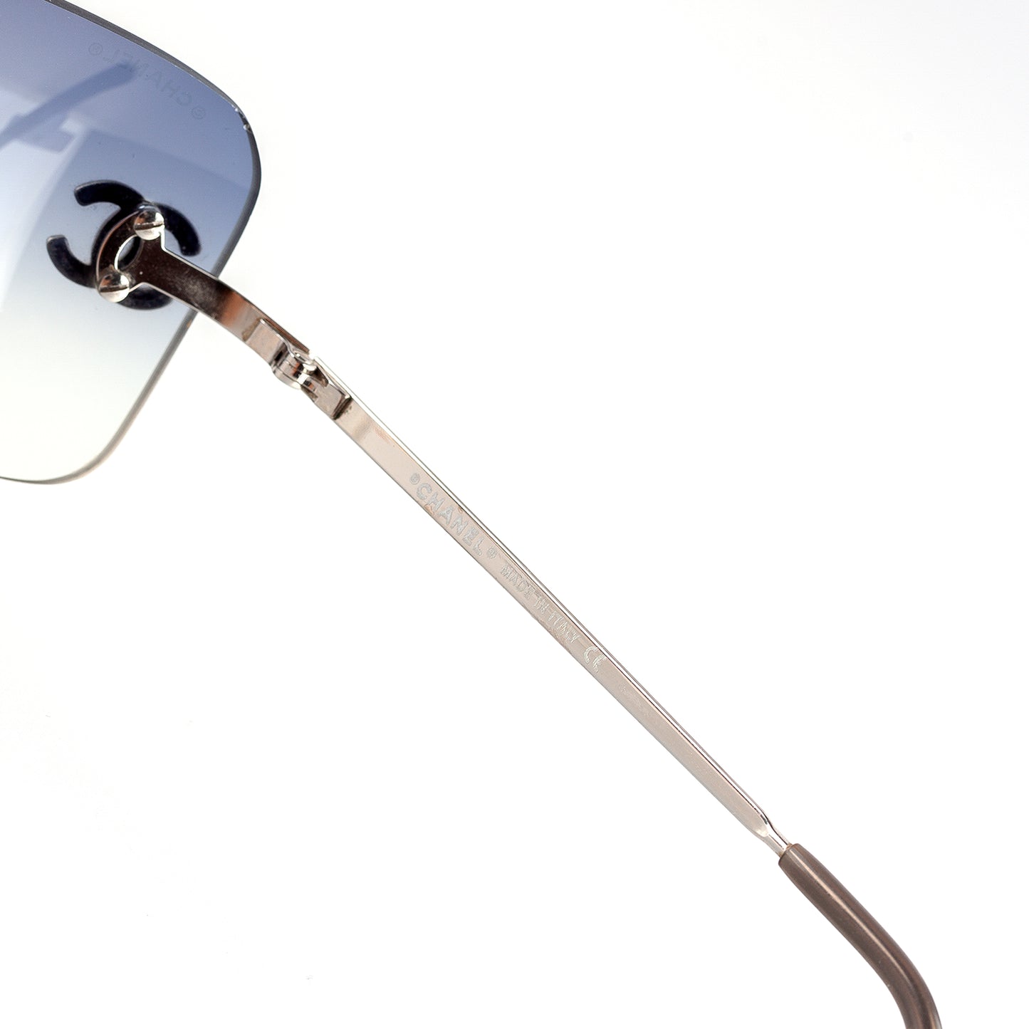 Chanel 4017-D 124/55 CC Logo Rimless Vintage Blue Gradient Sunglasses