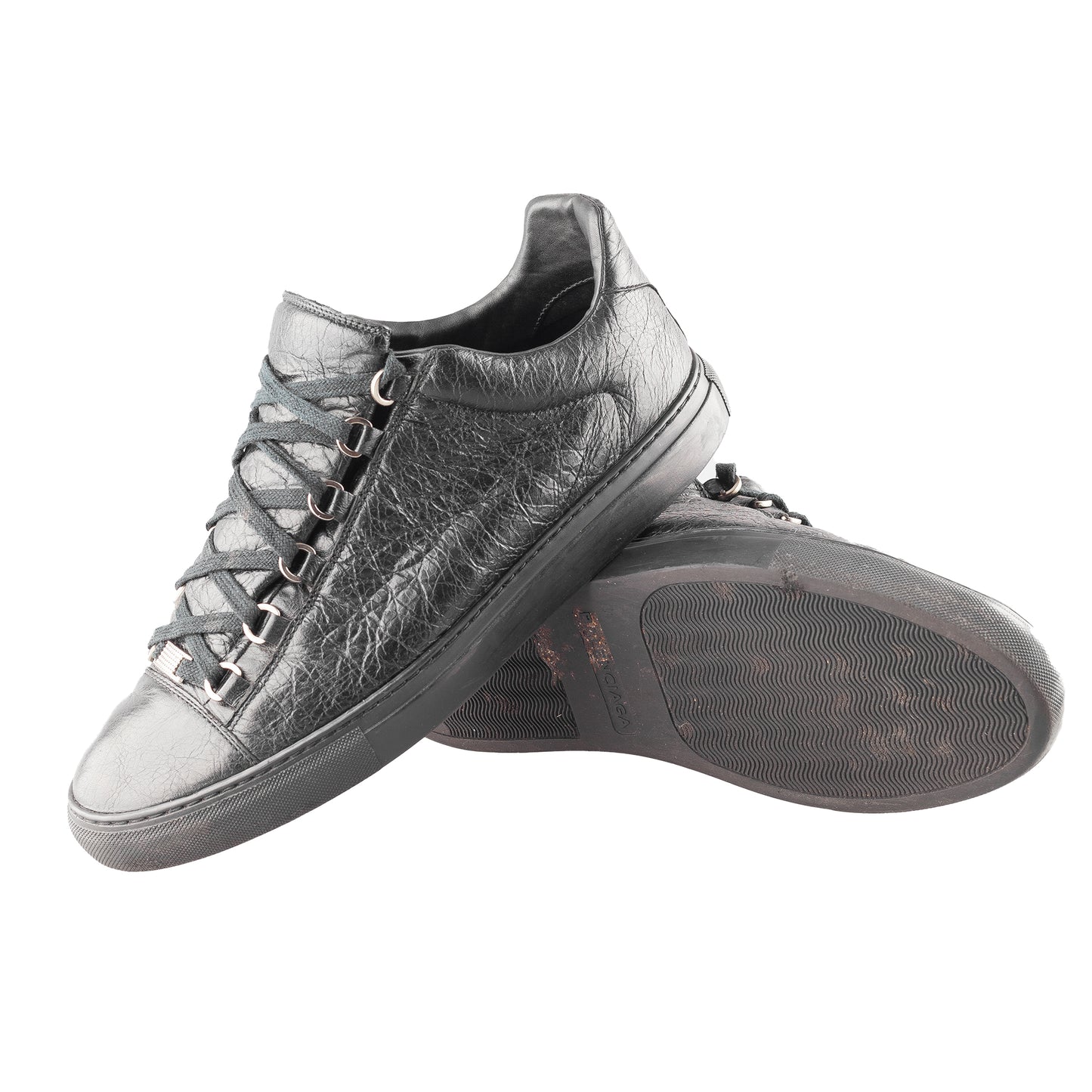 Balenciaga Arena Low Black Leather Shoes (43 IT/ 44 EU)