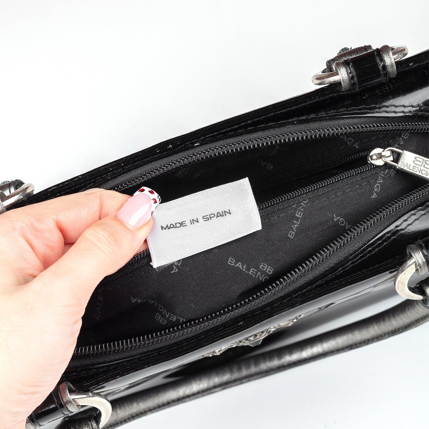 Balenciaga Paris Black Patent Leather Goth Rectangle Vintage Shoulder Bag