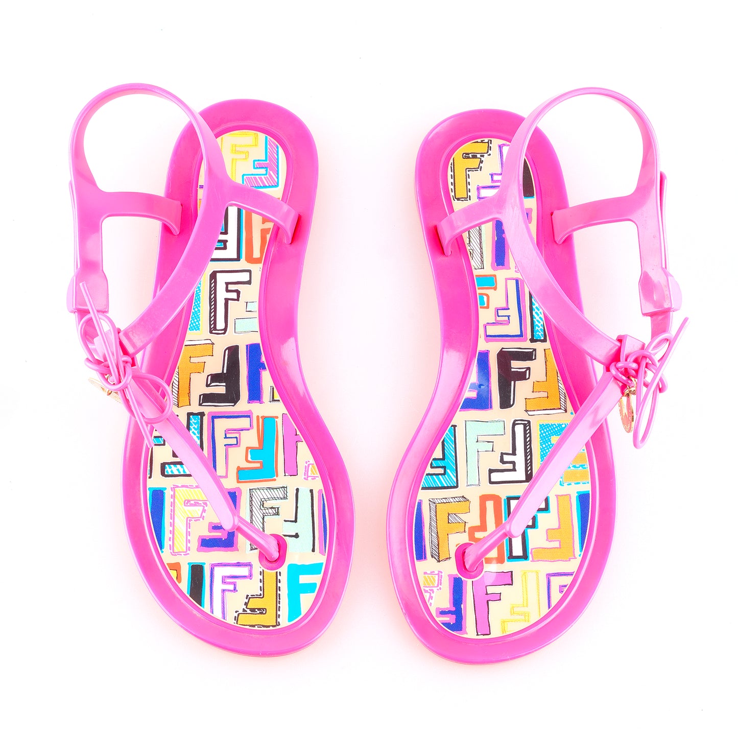 Fendi Zucca Monogram Vintage Jelly Pink Sandals (38 EU)