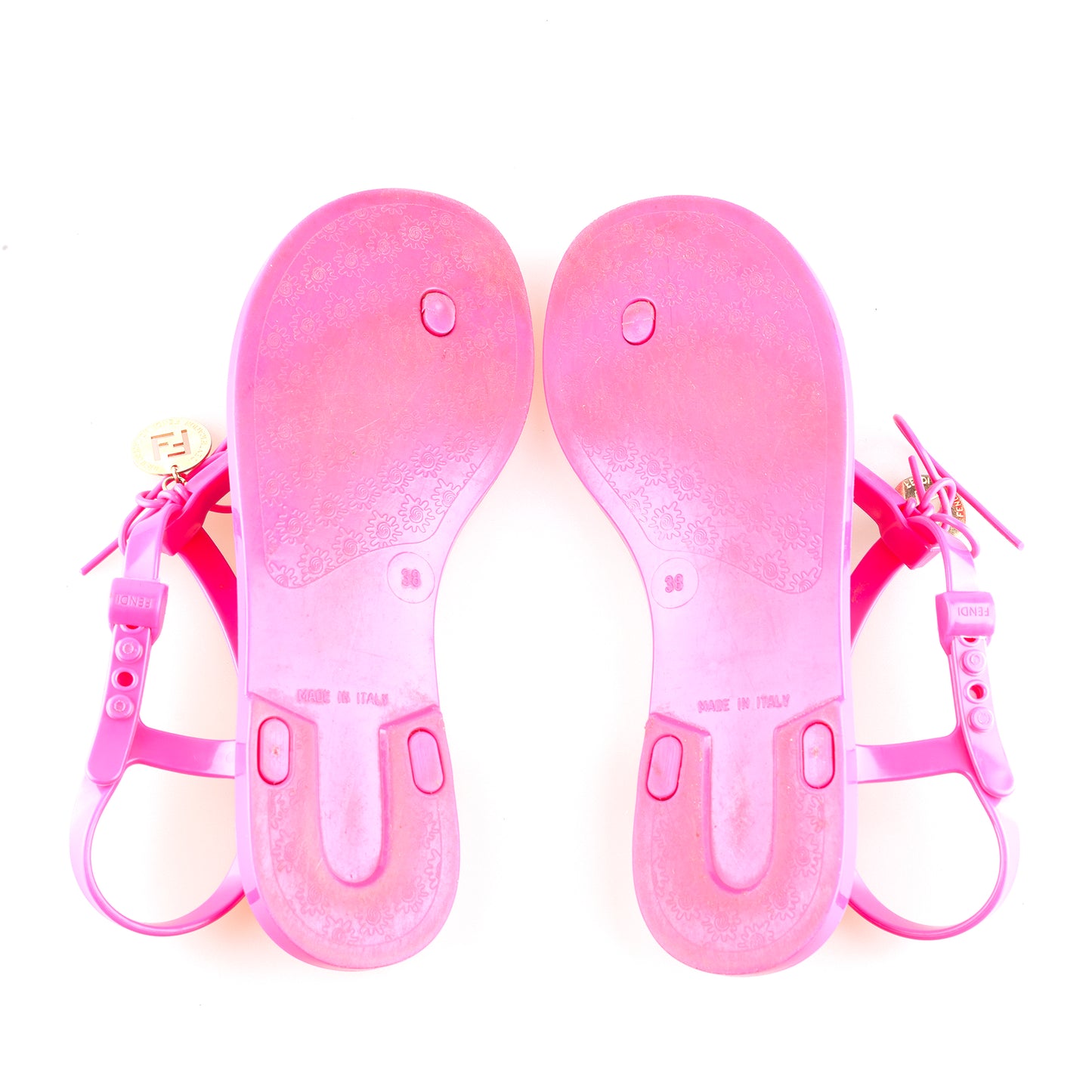 Fendi Zucca Monogram Vintage Jelly Pink Sandals (38 EU)