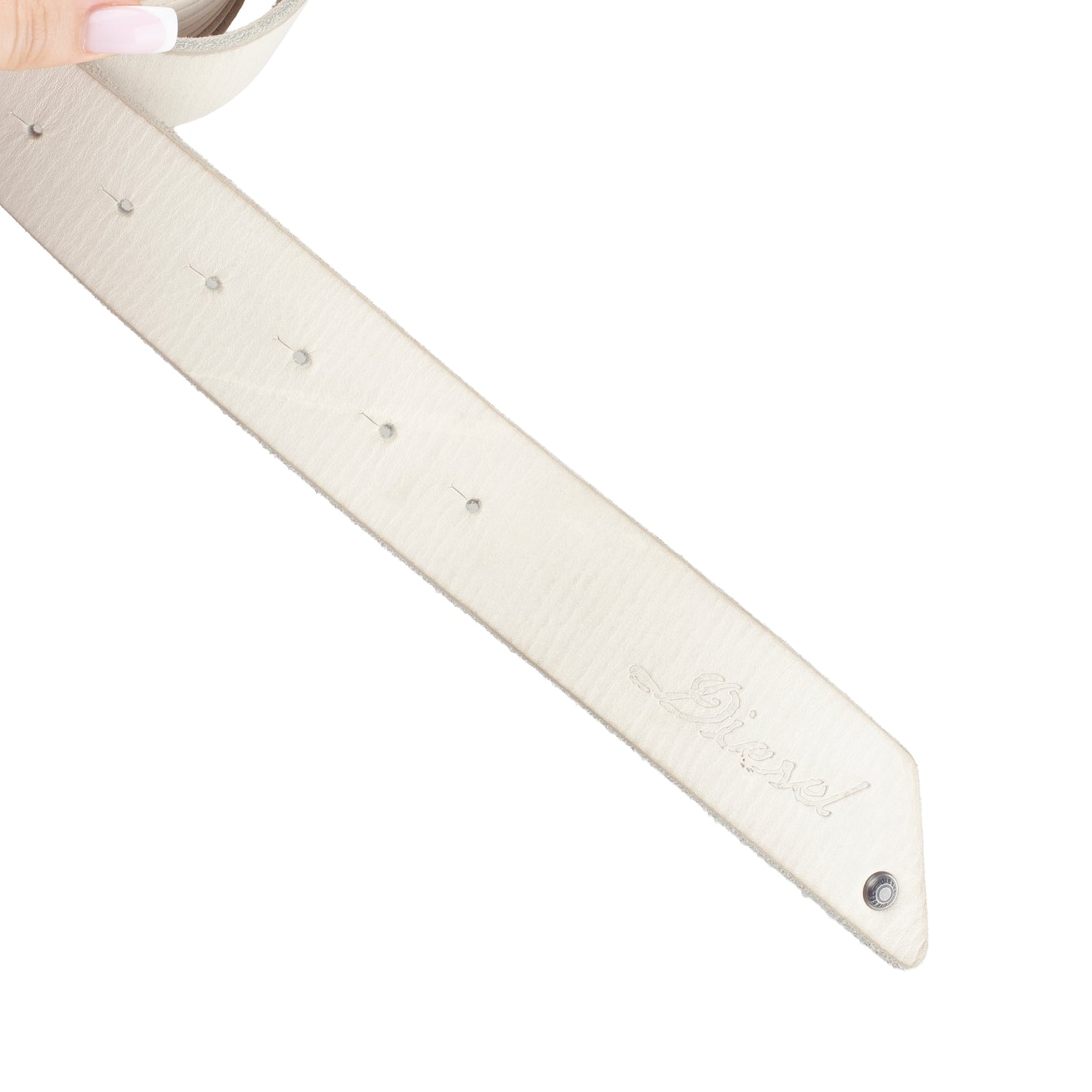Diesel Angel White Leather Skull Butterfly Buckle Belt