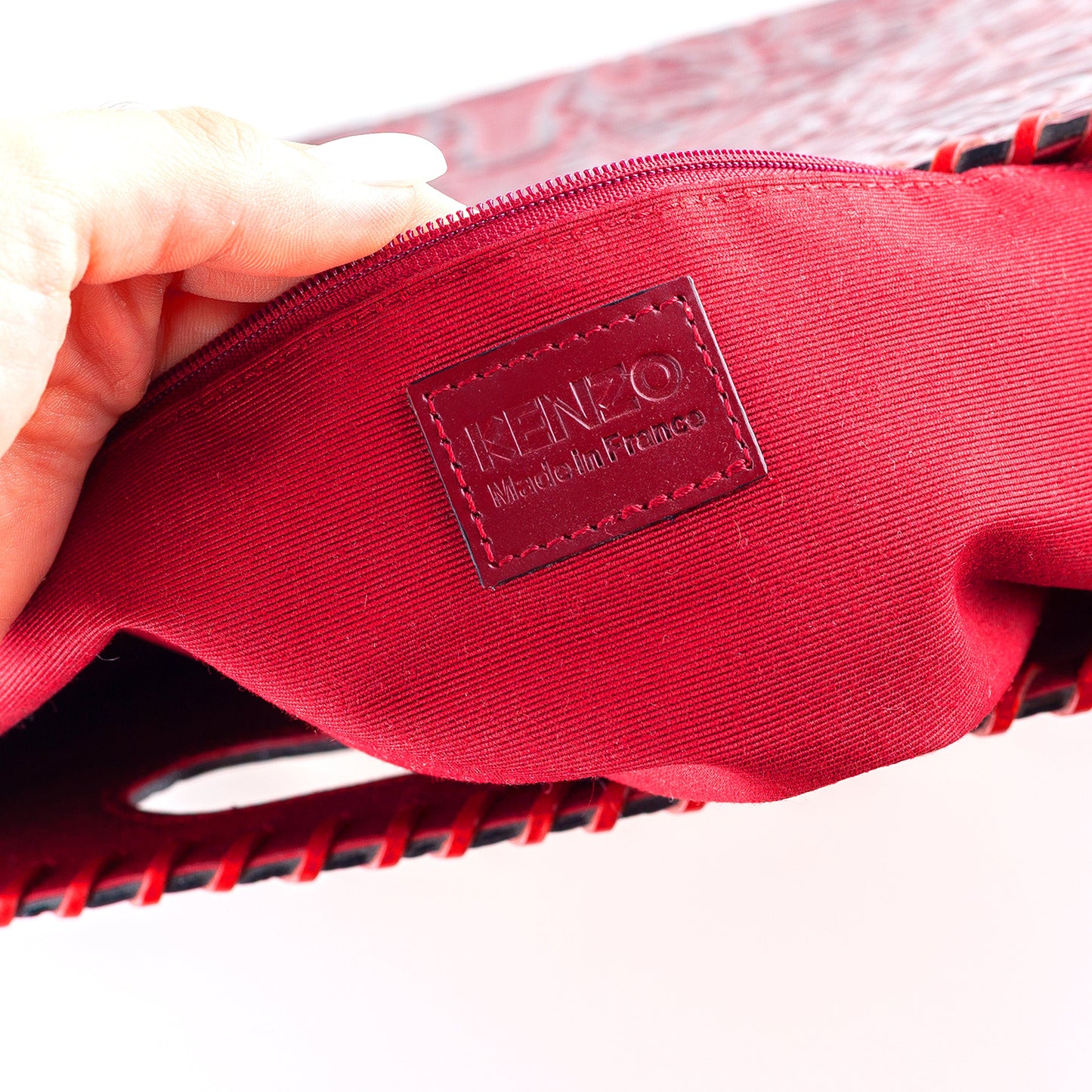 Kenzo Burgundy Rigid Embossed Vintage Hand Bag