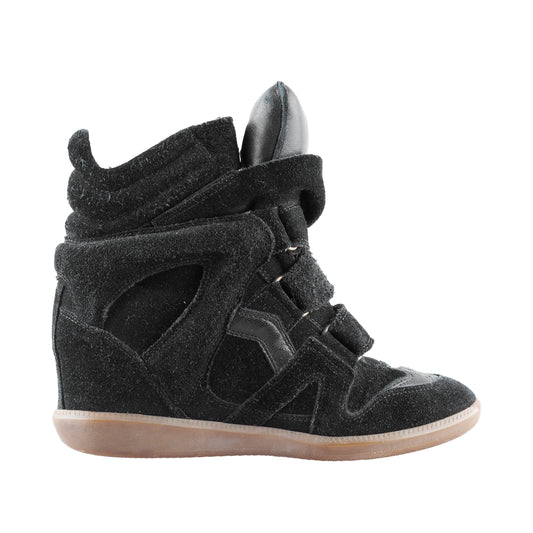 Isabel Marant Bekett Wedge Black Leather Sneakers (35 EU)