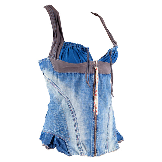 Marithé François Girbaud Vintage Bustier Denim Top (M)