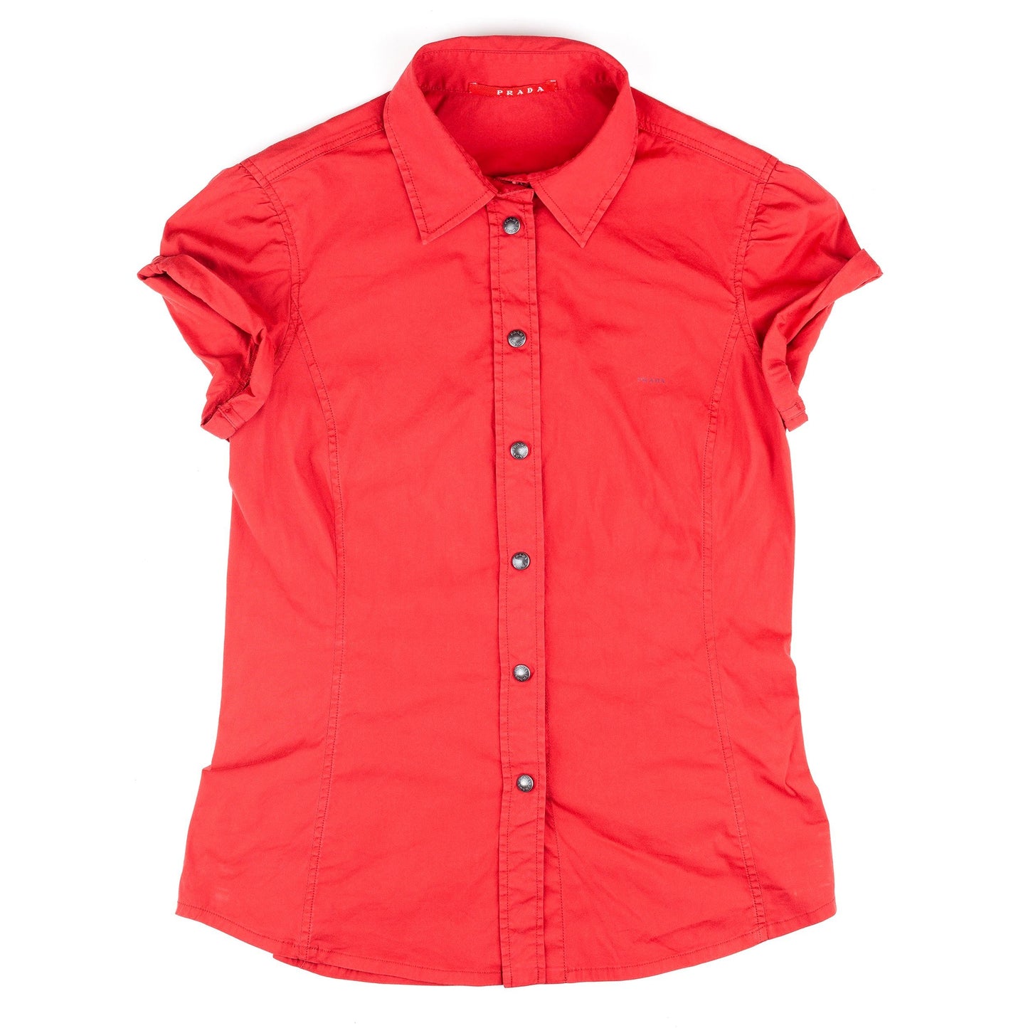 Prada Red Button Up Short Sleeve Shirt (S)