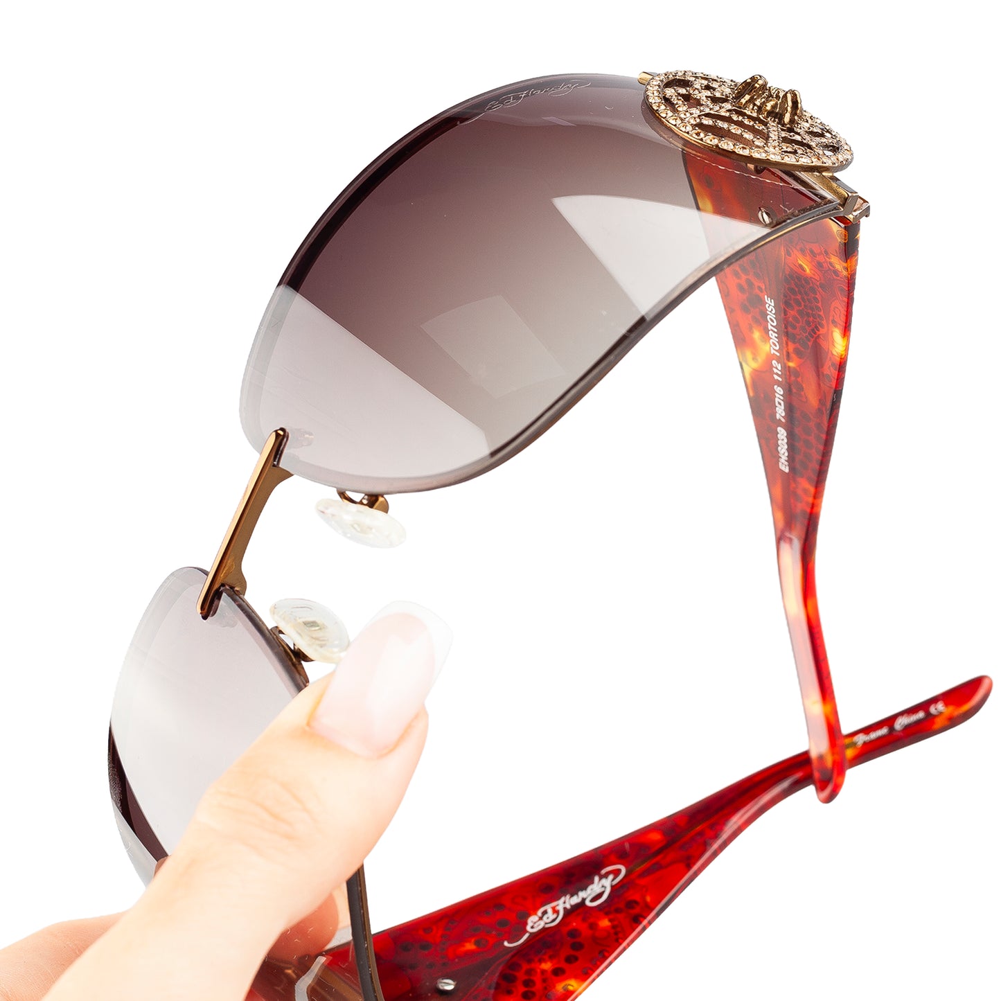 Ed Hardy by Christian Audigier EHS039 Tortoise Spider Web Vintage Tattoo Sunglasses