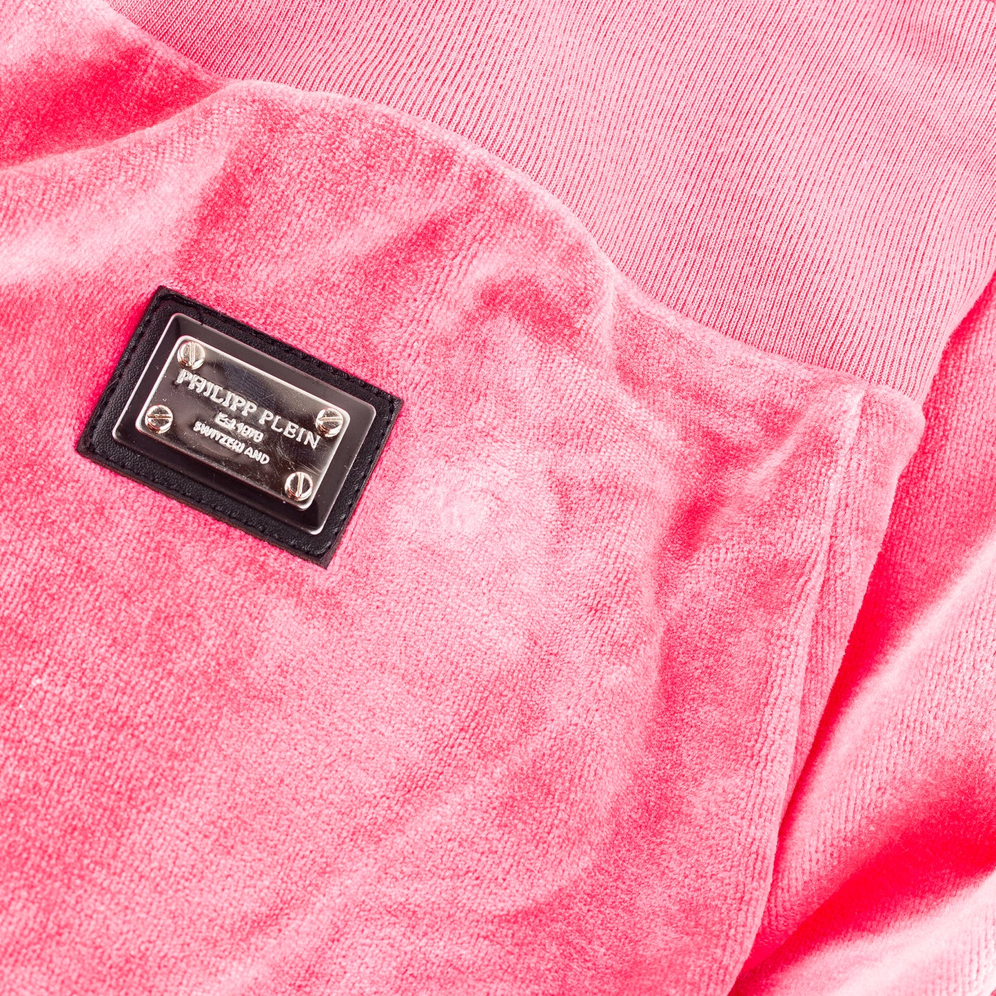 Philipp Plein Pink Crystal Detail Velvet Short Jumpsuit