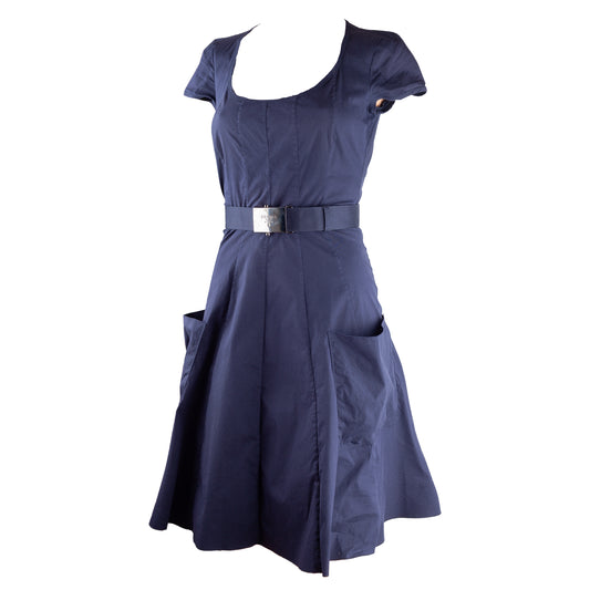 Prada Navy Belted Dress