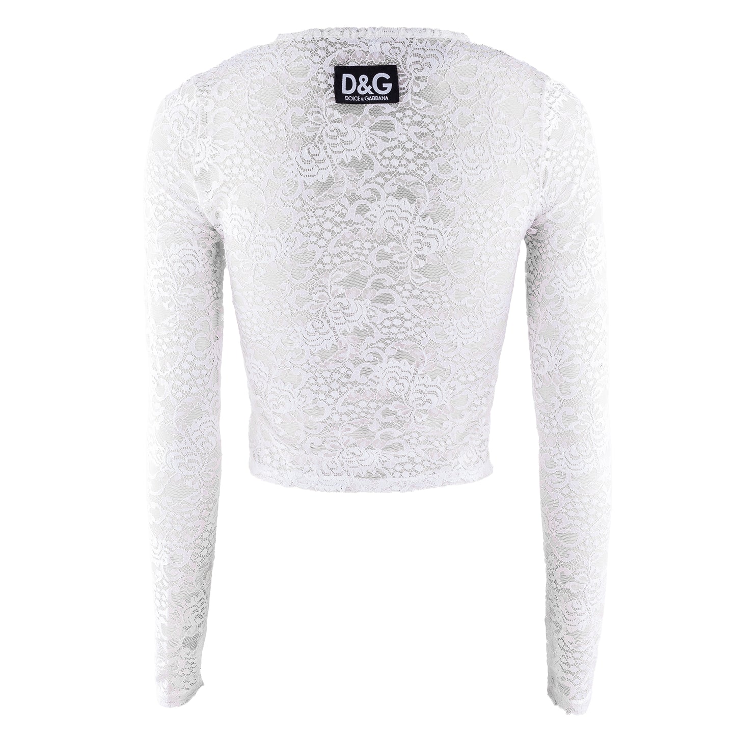 Dolce & Gabbana Vintage White Long Sleeve Lace Top (S)