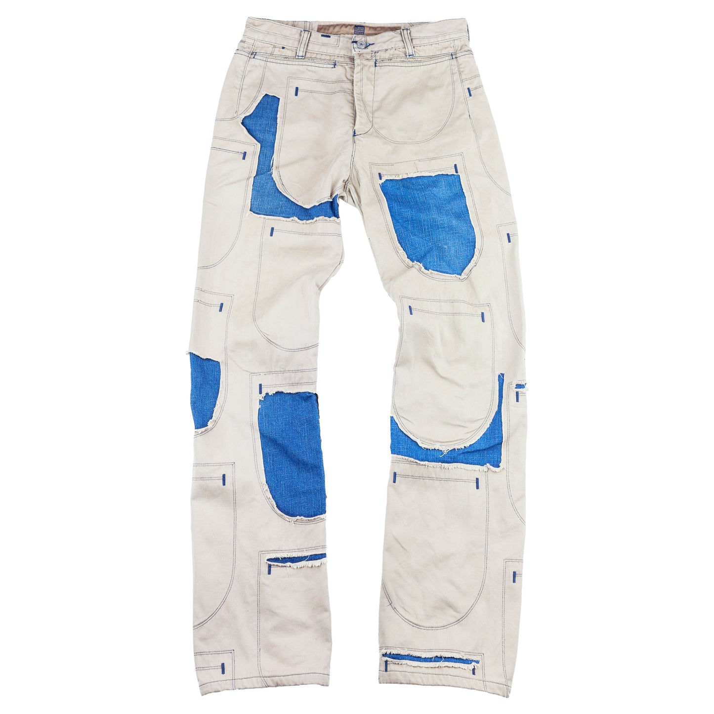 Marithé François Girbaud Vintage Brown Cargo Patchwork Jeans (M)