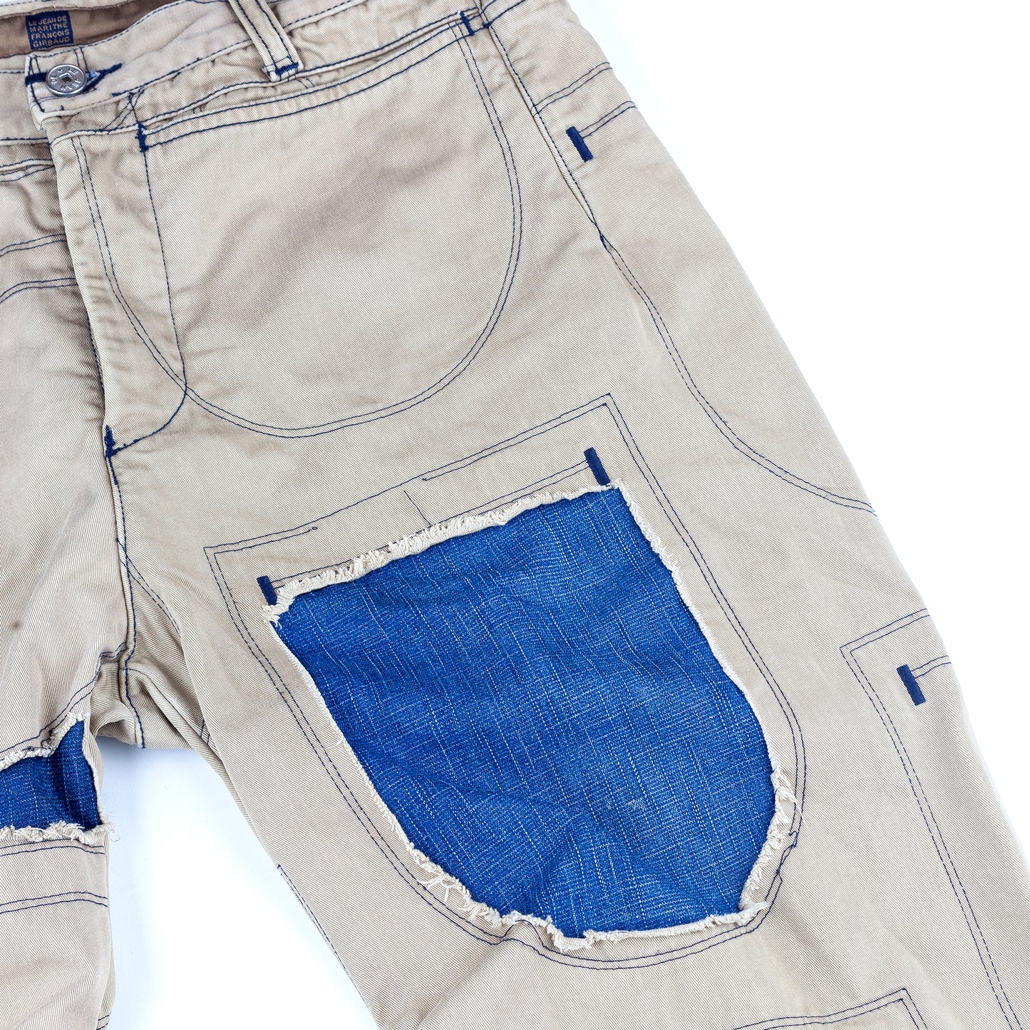 Marithé François Girbaud Vintage Brown Cargo Patchwork Jeans (M)