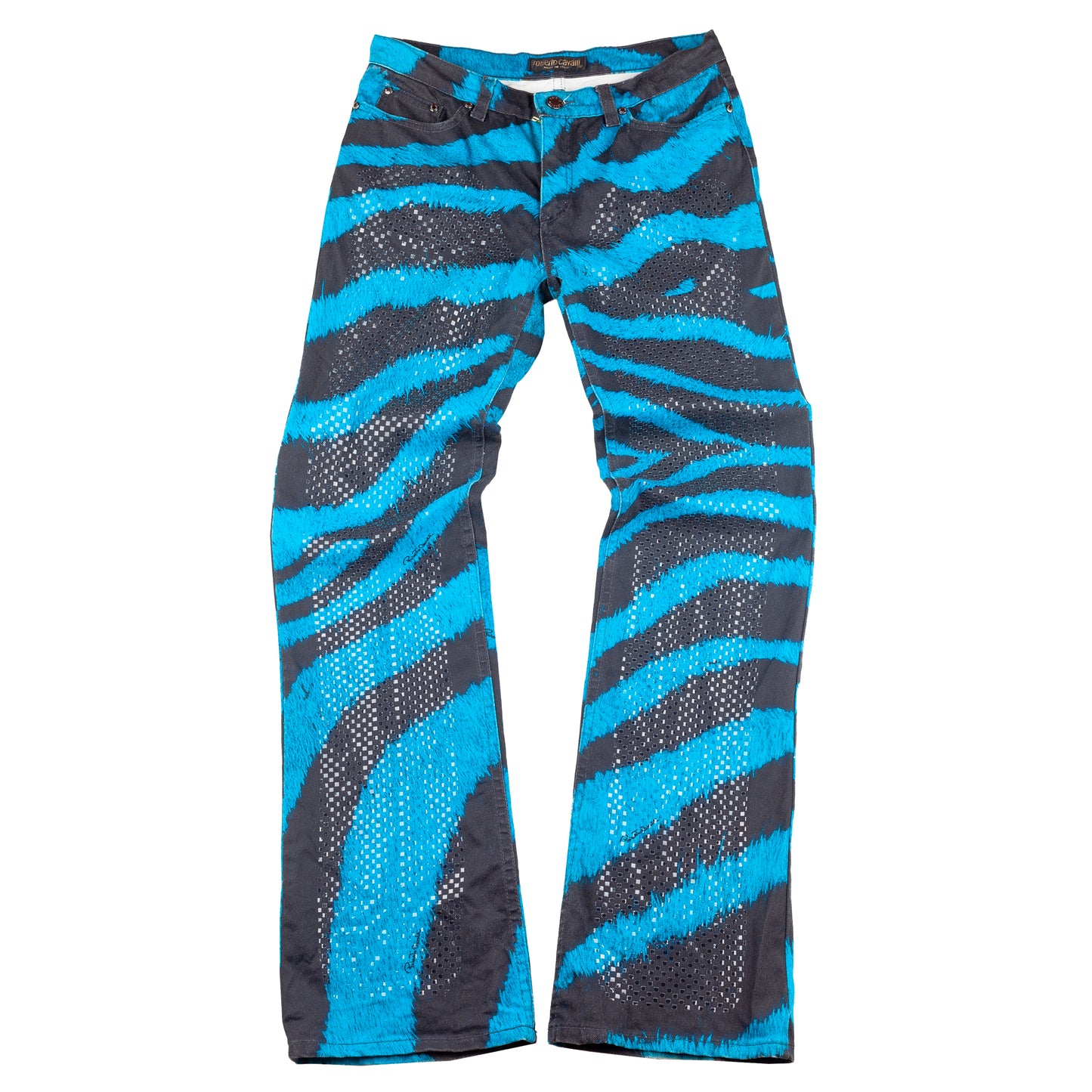 Roberto Cavalli Striped Vintage Blue/Black Pants (S)
