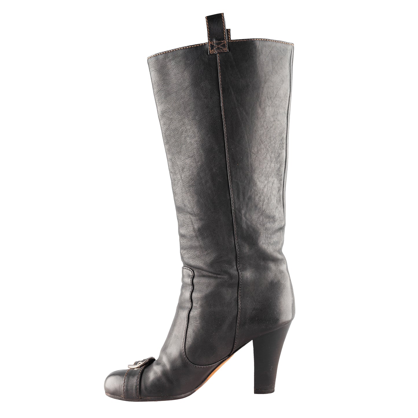 Christian Dior Vintage Black Leather Gaucho High Boots (38 EU)