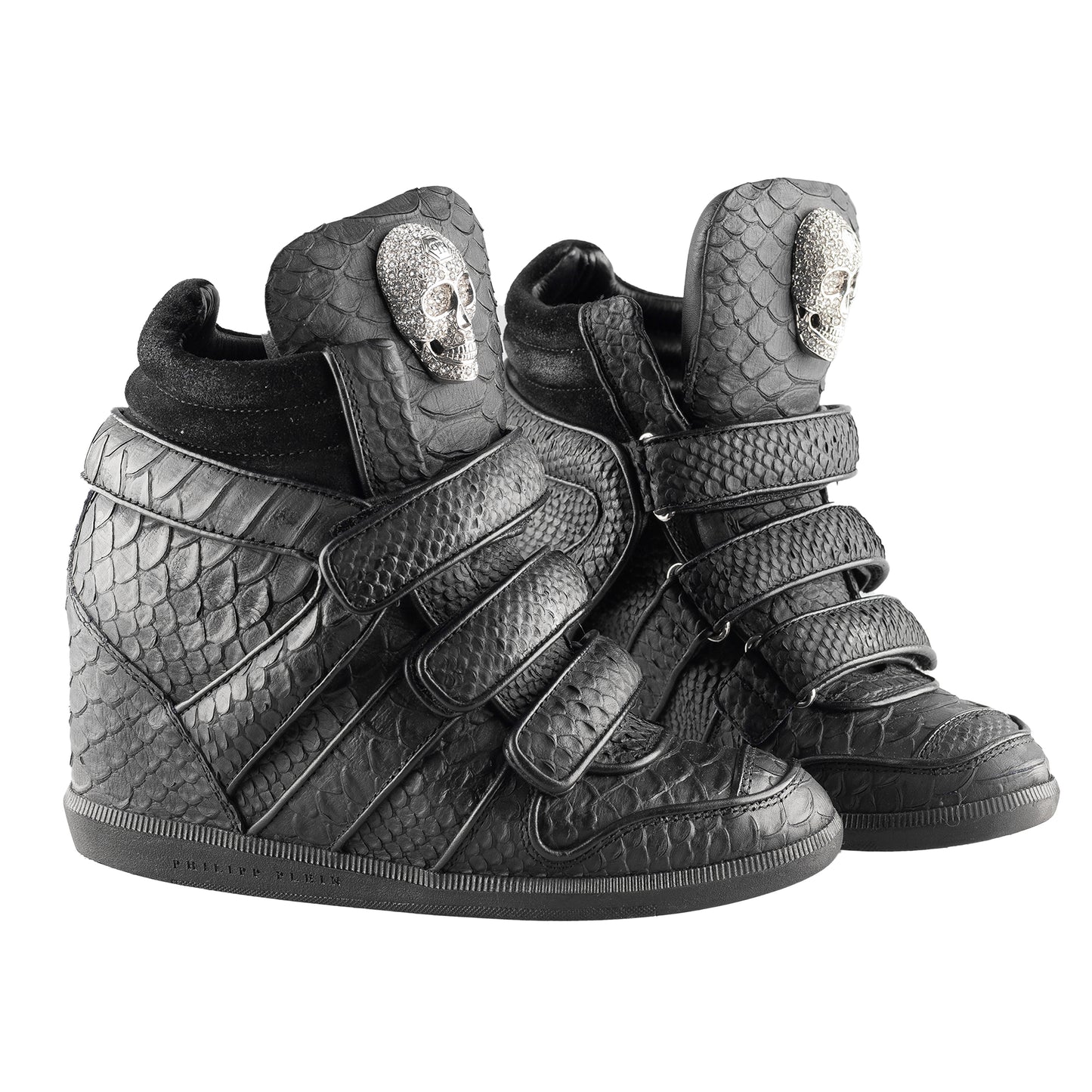 Philipp Plein Vintage Black Croc Wedge Sneakers (36 EU)