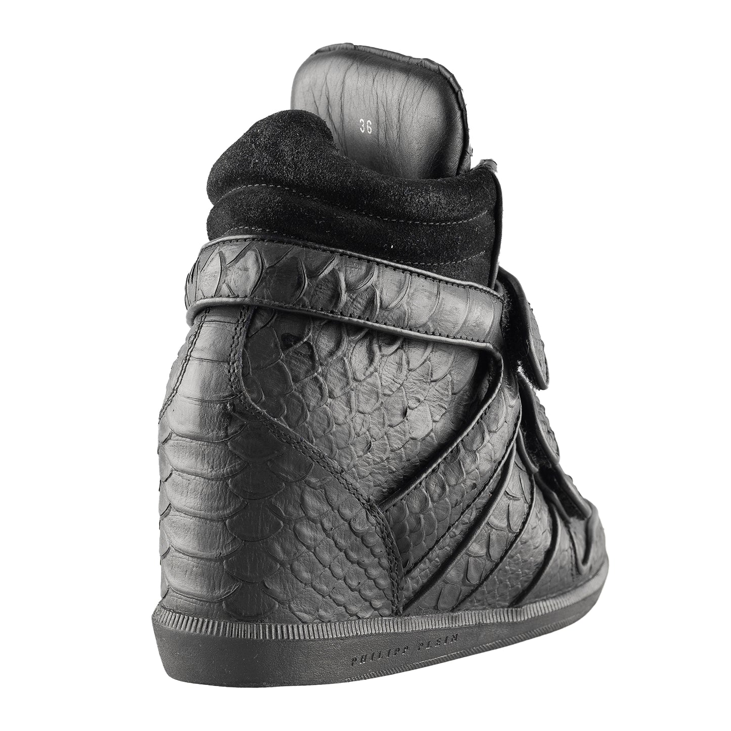 Philipp Plein Vintage Black Croc Wedge Sneakers (36 EU)