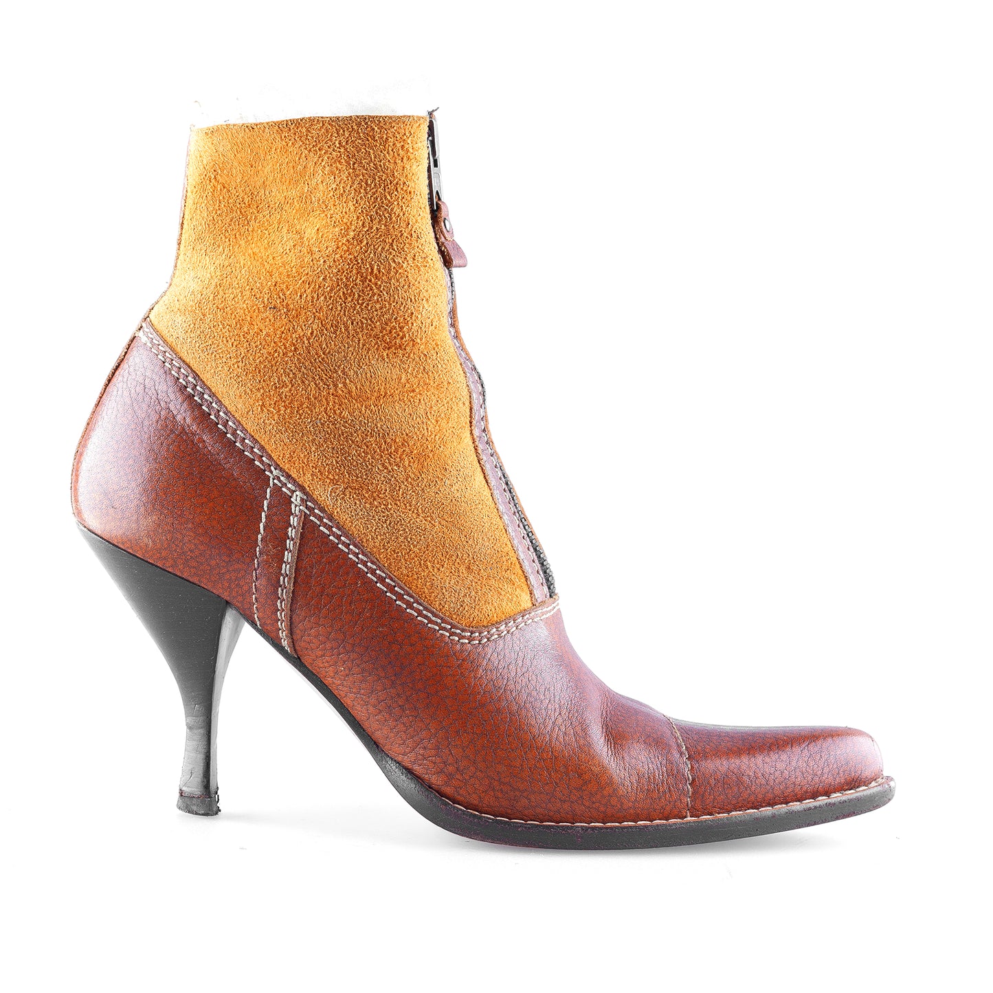 Miu Miu Vintage Brown Leather Pointed Toe Boots (38 EU)