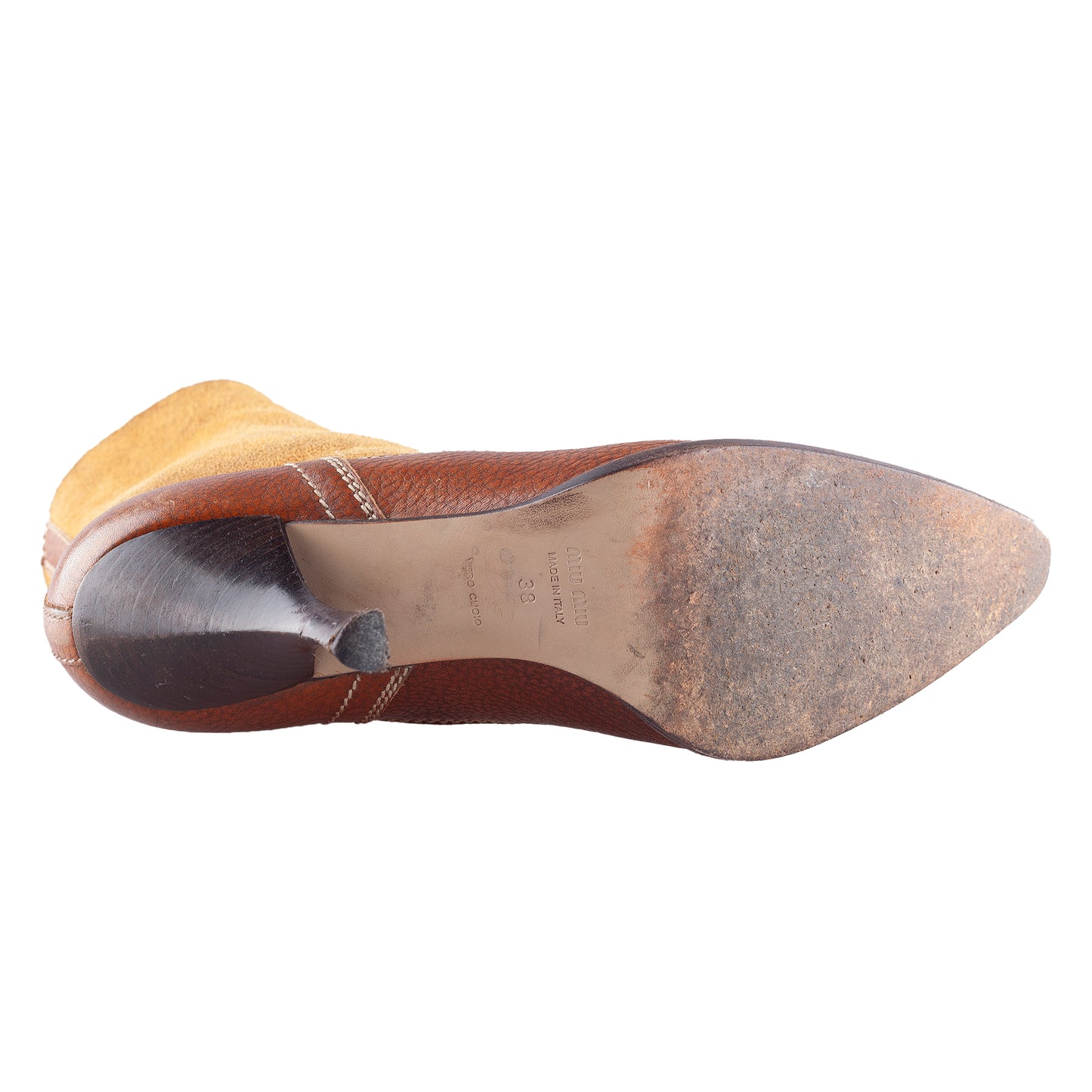 Miu Miu Vintage Brown Leather Pointed Toe Boots (38 EU)