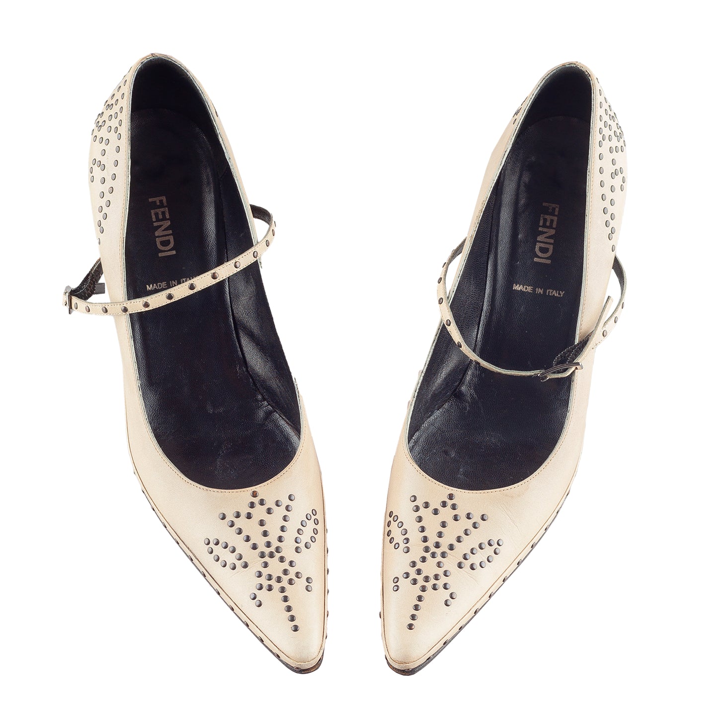 Fendi Vintage Studded Beige Leather Heels (37,5 EU)