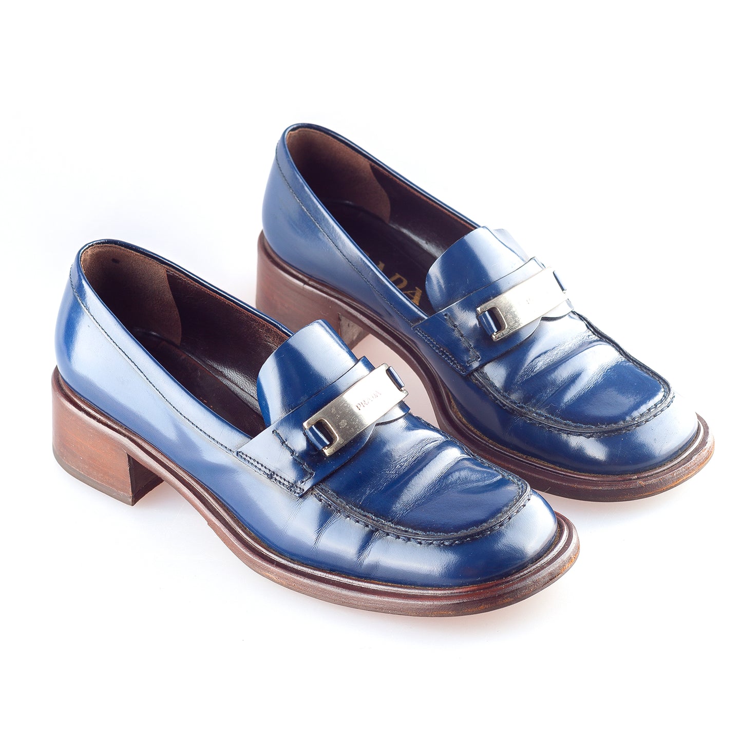 Prada Vintage Blue Leather Loafers (38,5 EU)