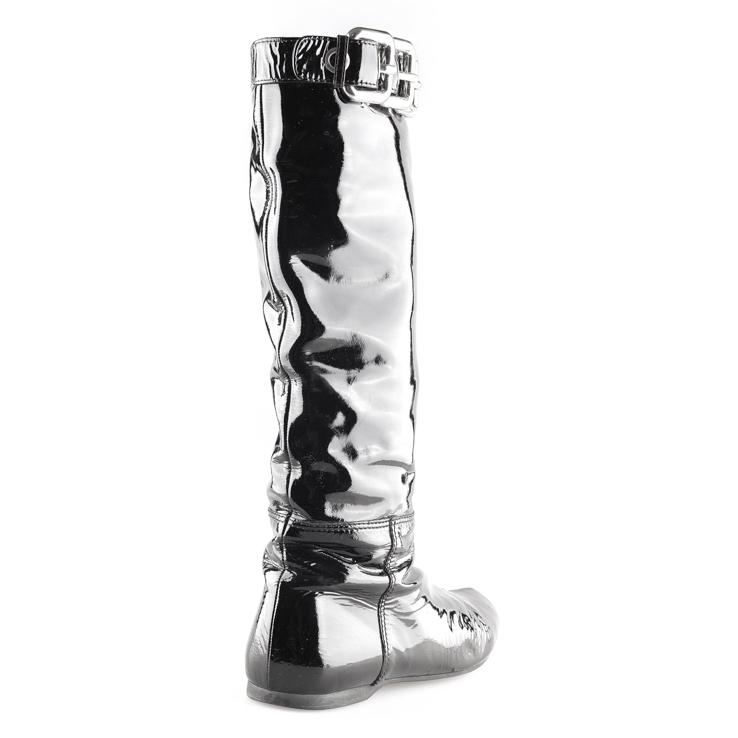 Miu Miu Black Patent Leather Vintage Buckle Boots (39 EU)