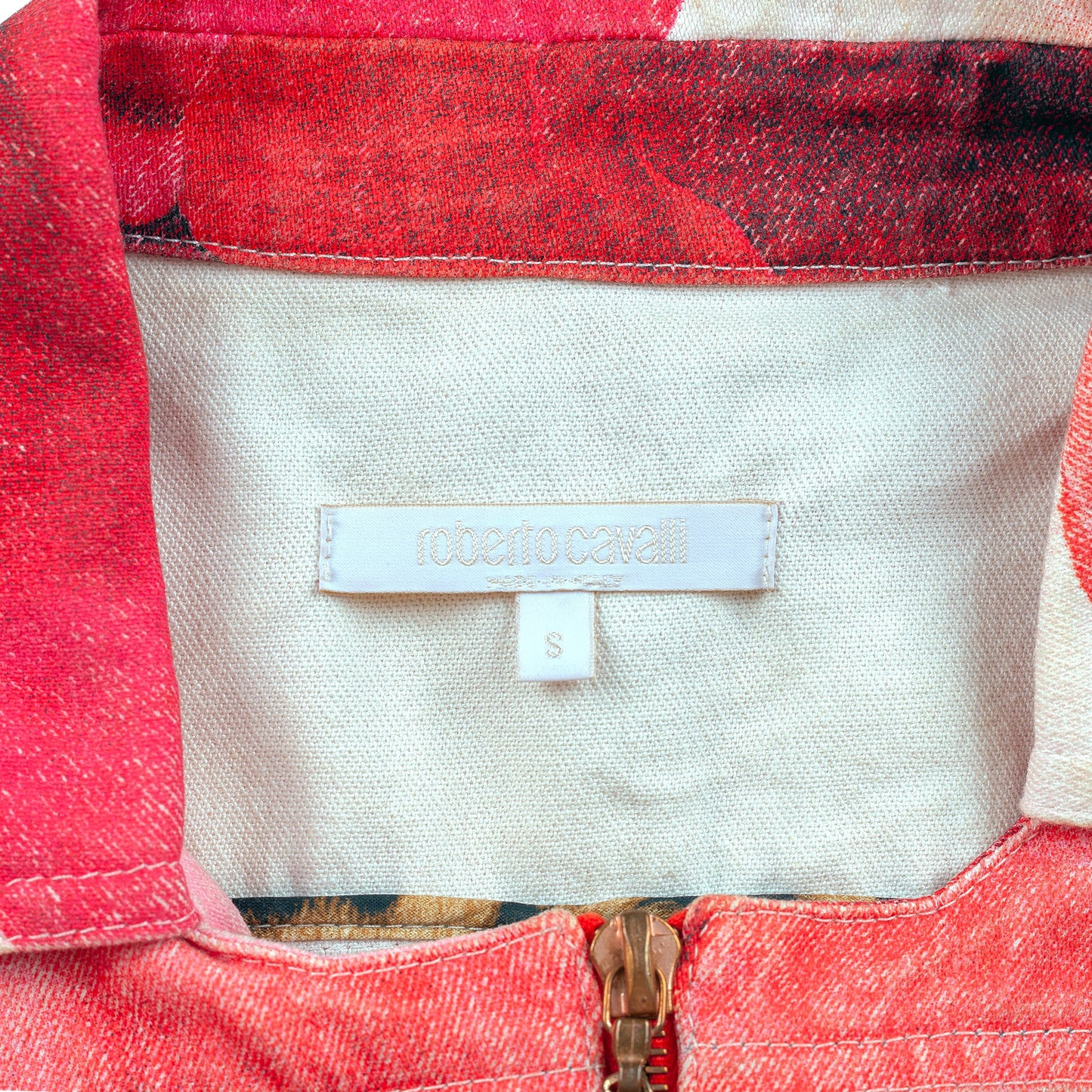 Roberto Cavalli S/S 2000 Pink/Red Roses Denim Jacket