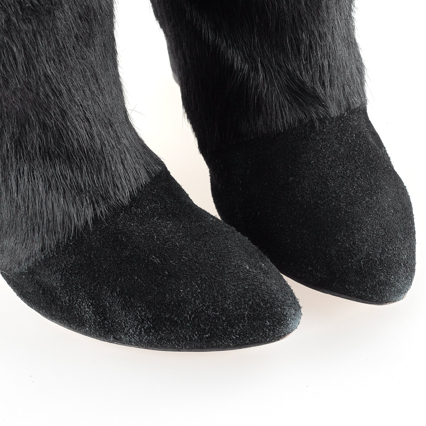 Isabel Marant Lazio Black Fur Suede Wedge Boots (37 IT/ 38 EU))