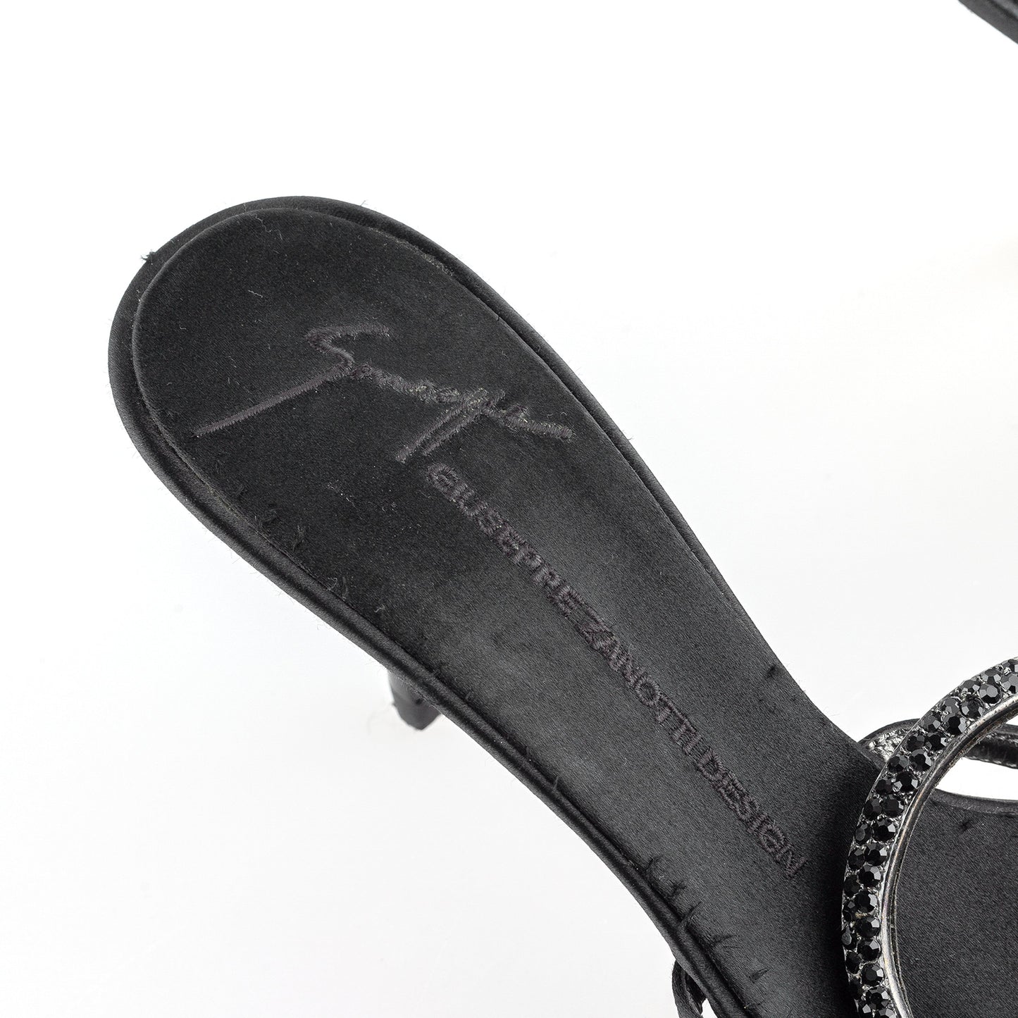 Giuseppe Zanotti Vintage Black Satin Sandal Kitten Heels (37 IT/38 EU)