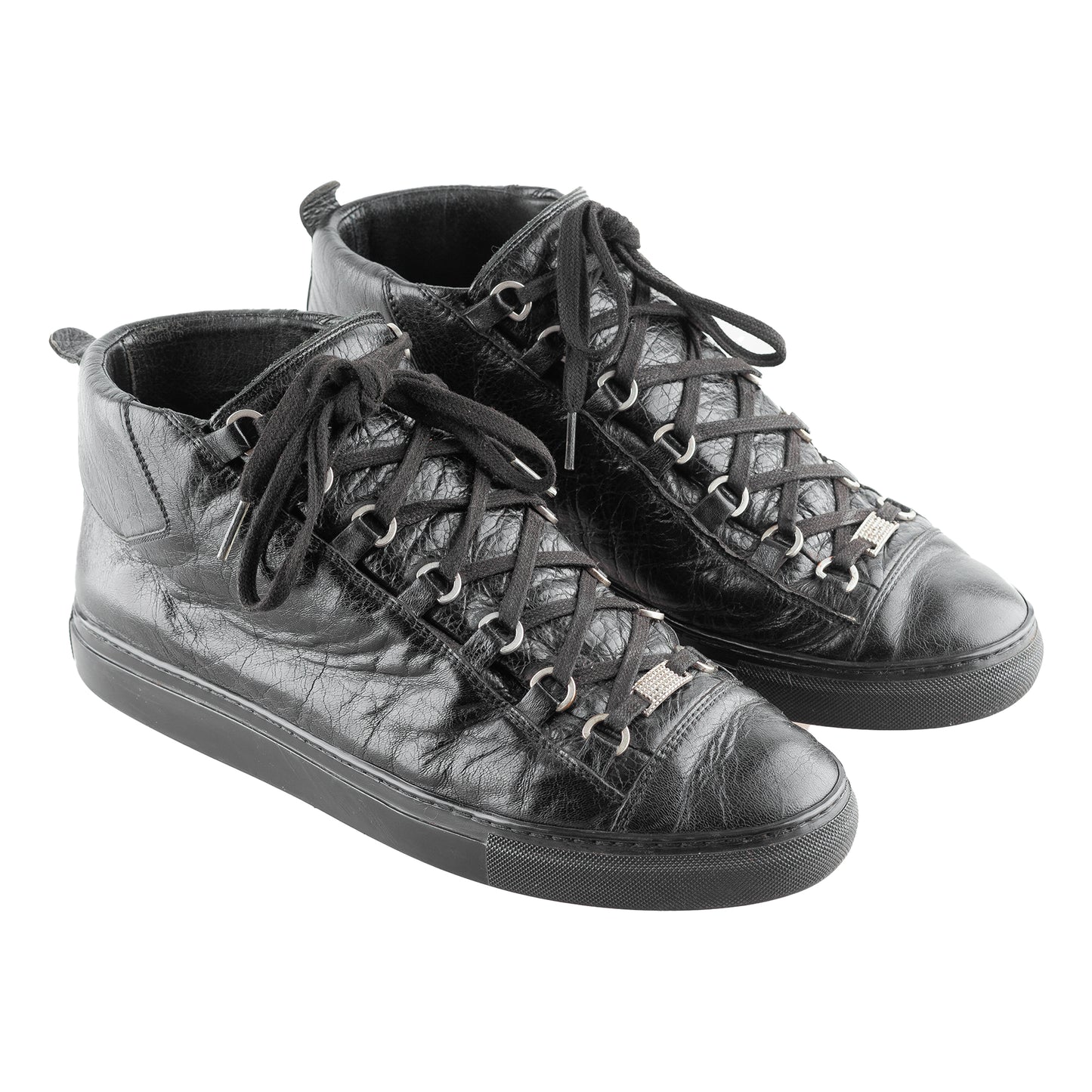 Balenciaga Arena High Black Leather Shoes (43 IT/ 44 EU)