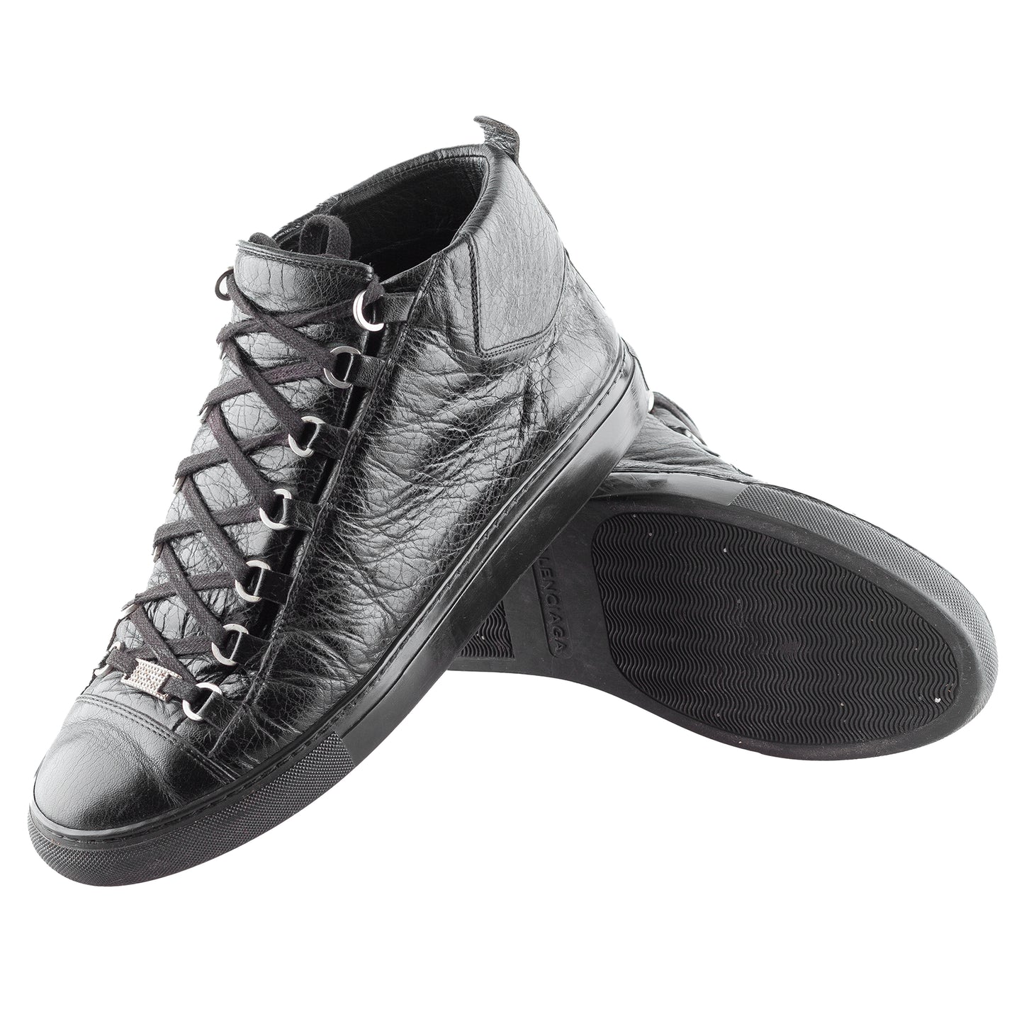Balenciaga Arena High Black Leather Shoes (43 IT/ 44 EU)